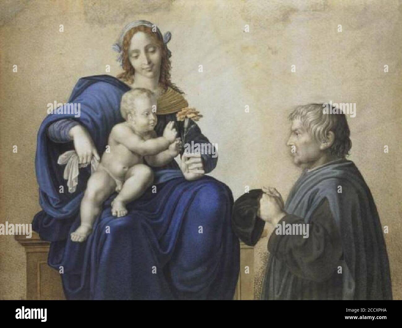 Johann Friedrich Bury - Madonna mit Kind und Stifter. Stockfoto