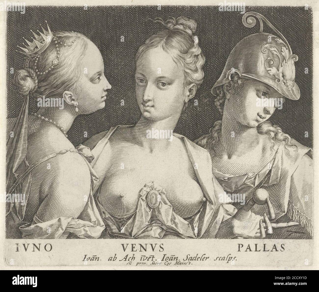 Johann Sadeler (I) - Juno, Venus en Minerva, 1587-1595. Stockfoto
