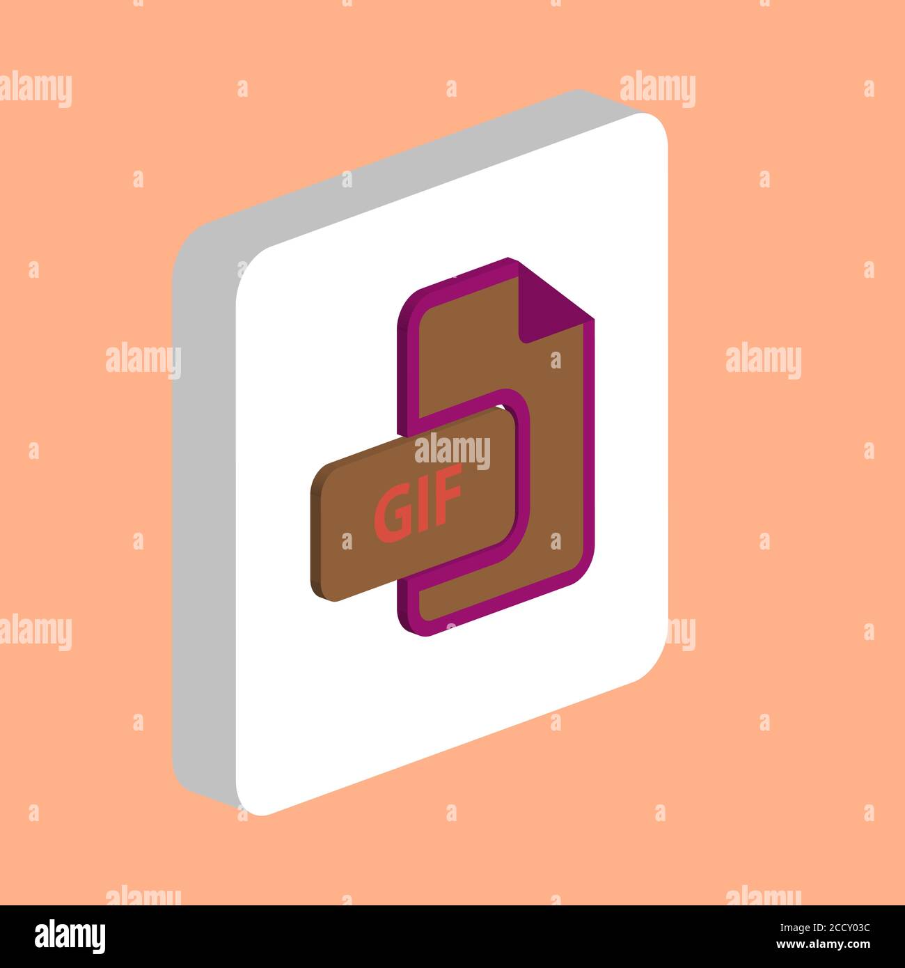 Einfaches Vektorsymbol für GIF-Dokument. Illustration Symbol Design Vorlage für Web mobile UI-Element. Perfekte Farbe isometrisches Piktogramm auf 3d weißen Quadrat. Stock Vektor