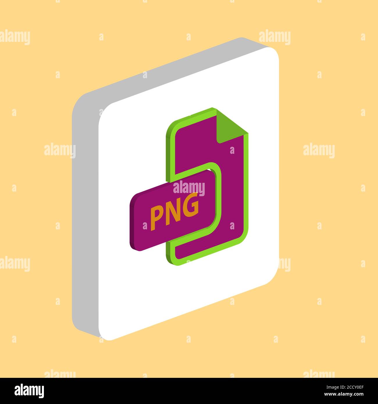 PNG-Dokument einfaches Vektorsymbol. Illustration Symbol Design Vorlage für Web mobile UI-Element. Perfekte Farbe isometrisches Piktogramm auf 3d weißen Quadrat. Stock Vektor