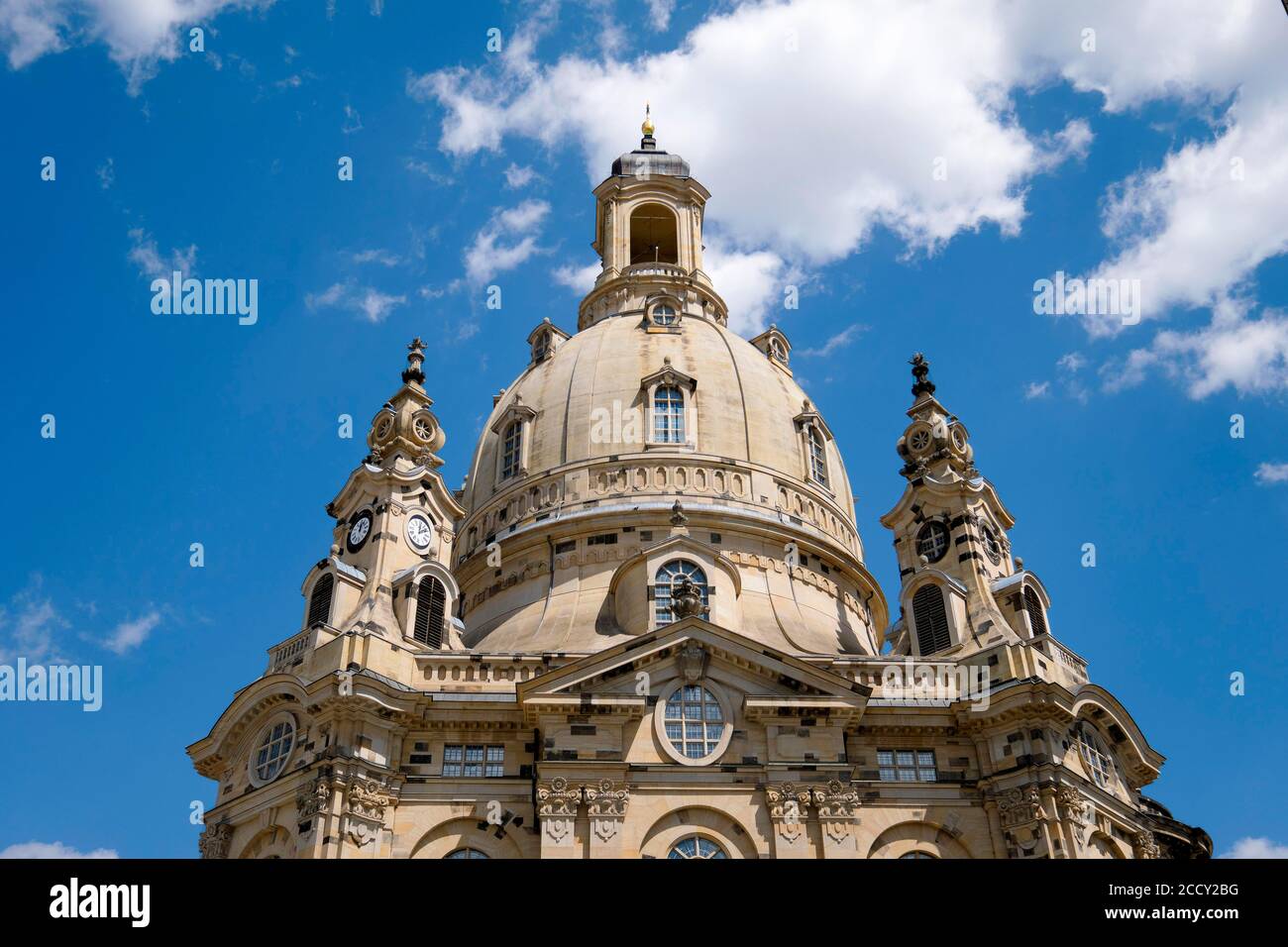 Cuppola der Frauenkirche Unserer Lieben Frau, Dresden, Sachsen, Deutschland Stockfoto