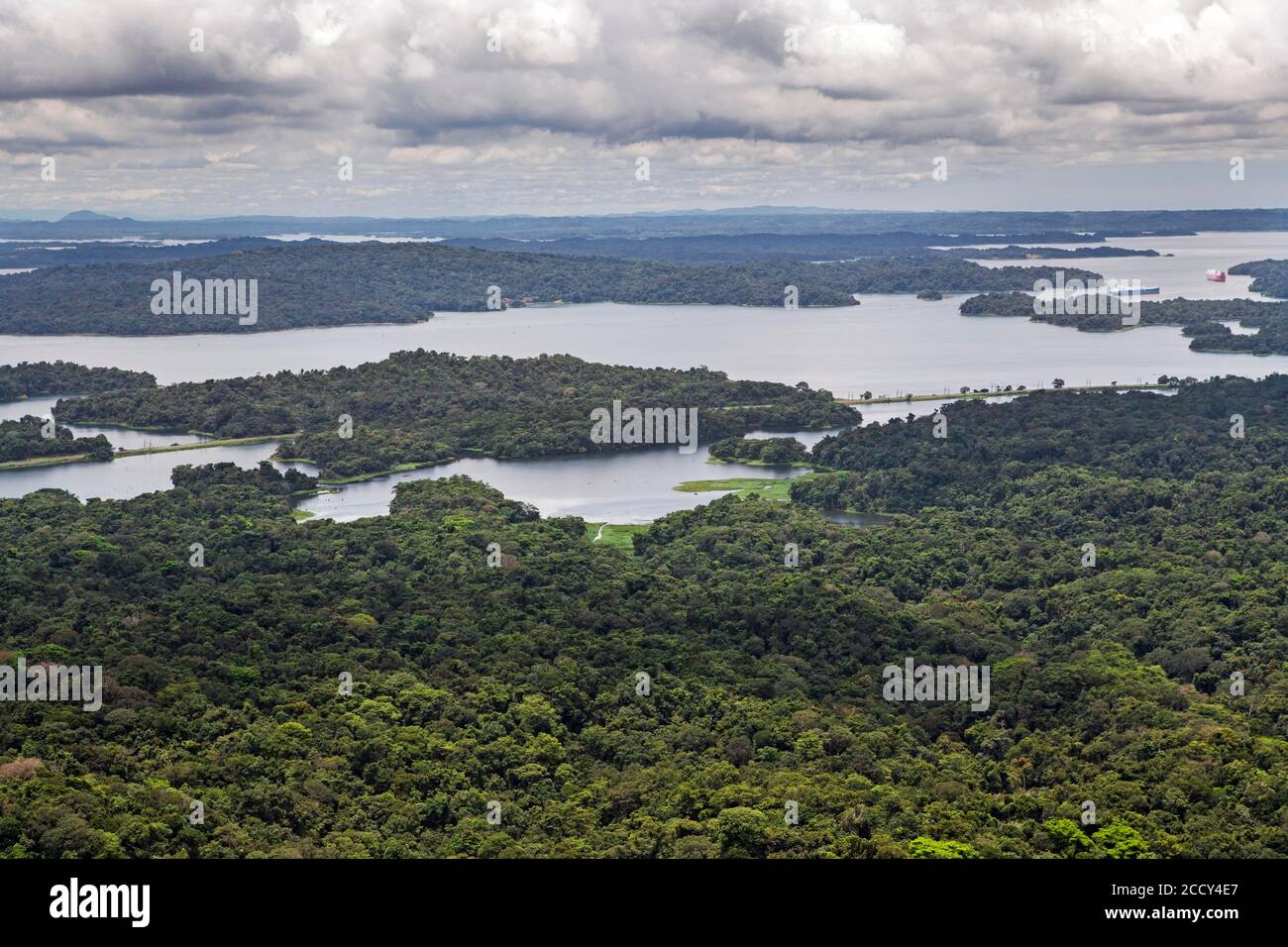 Gatun See Luftaufnahme, Panama Kanal, Panama Stockfoto