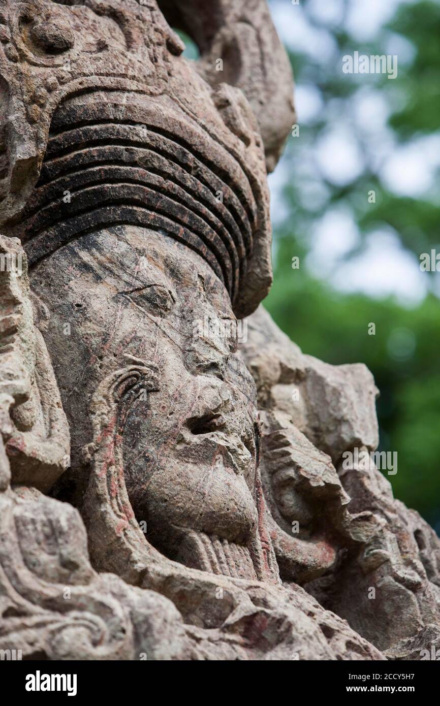 18 Kaninchen auf Stela B am Großen Platz, Copan Archeological Park, Honduras Stockfoto