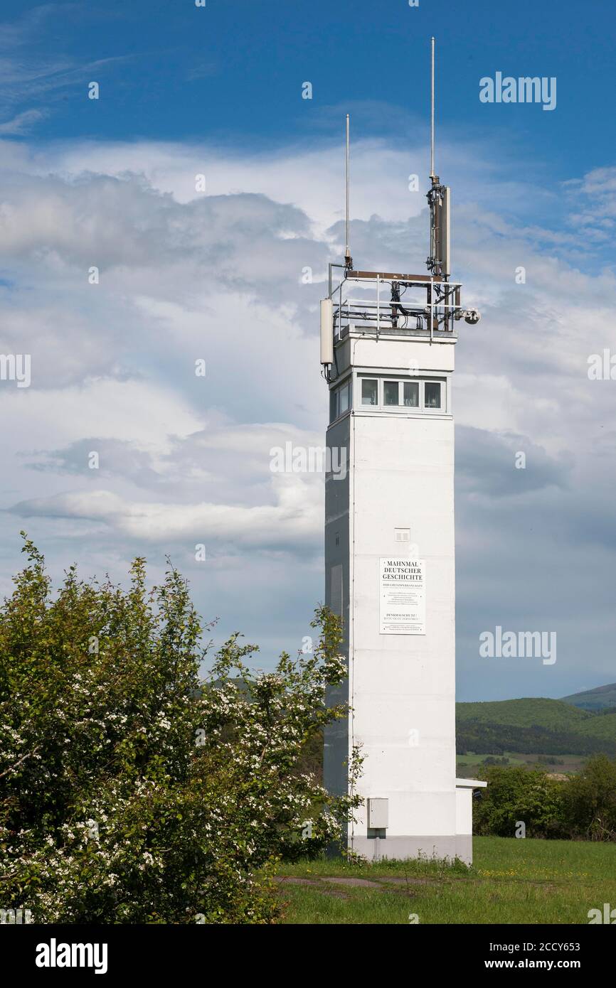 Ehemaliger Wachturm der DDR-Grenzsicherung, Point Alpha Memorial, Rasdorf, Hessen, Geisa, Thüringen, Deutschland Stockfoto