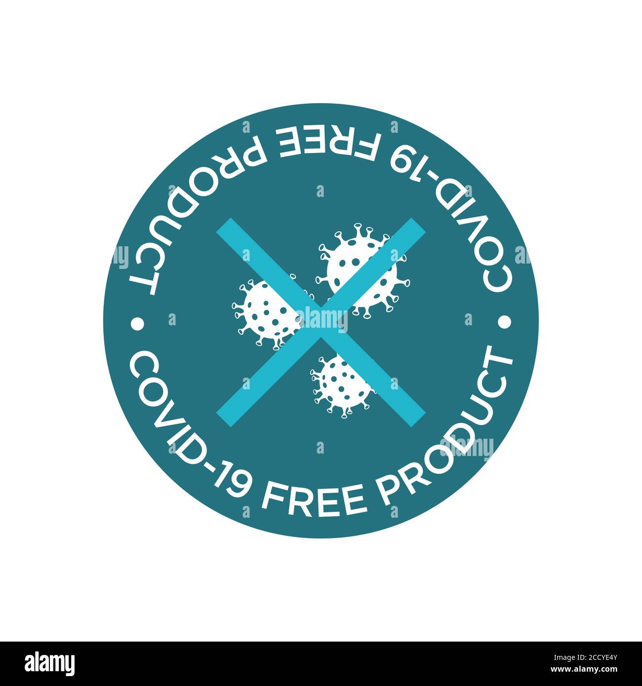 Covid-19 kostenloses Produktsymbol. Rundes Symbol für saubere Objekte oder Produkte von Coronavirus. Stock Vektor