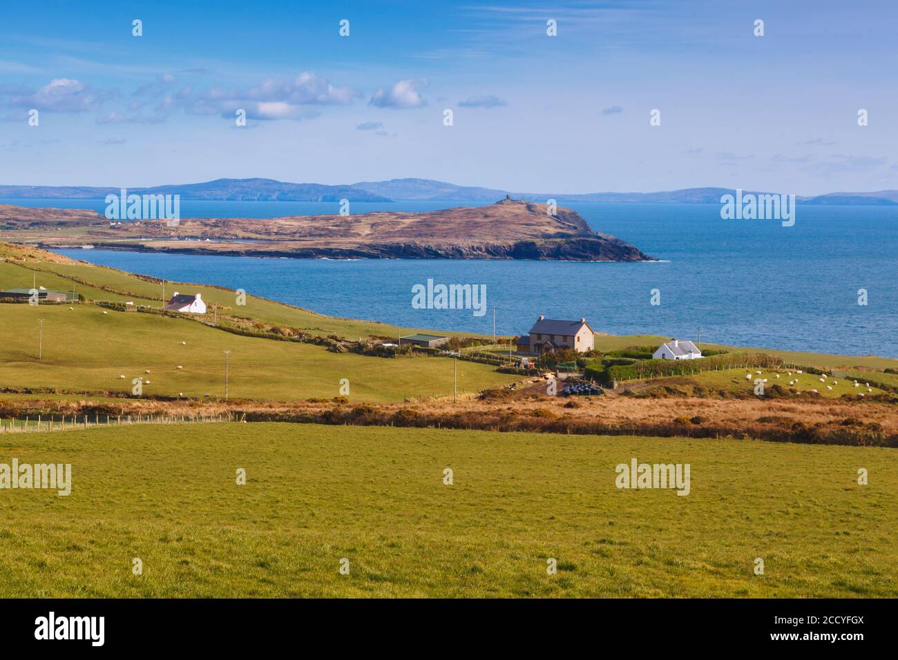 Typische Landschaft in der Nähe von Lehanmore auf der Halbinsel Beare, dem Ring of Beare, Grafschaft Cork, West Cork, Republik Irland. Irland. Stockfoto