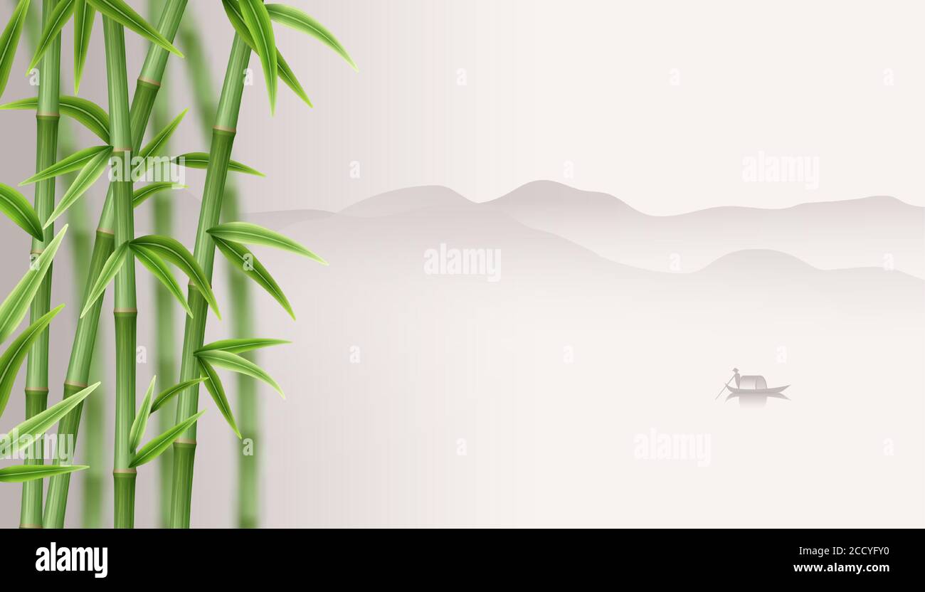 Landschaft mit Bambus Stock Vektor