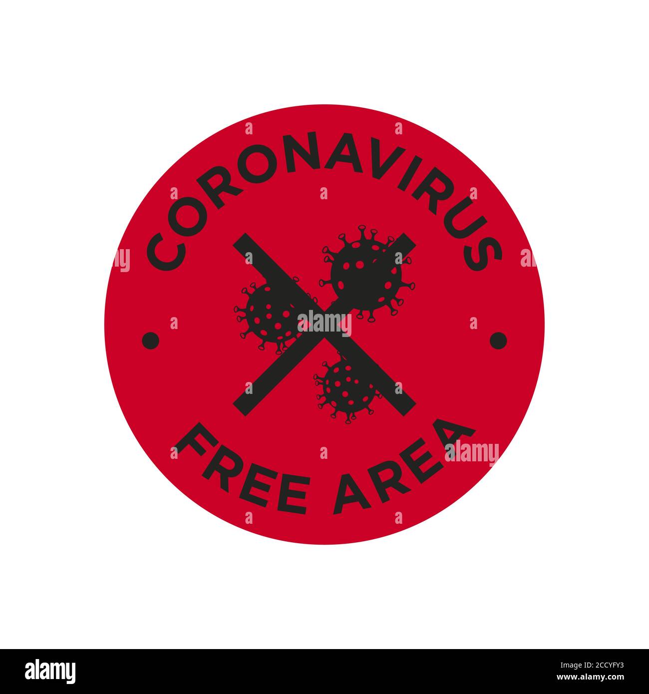 Symbol für den freien Bereich des Coronavirus. Rundes Symbol für desinfizierte Bereiche von covid-19. Stock Vektor
