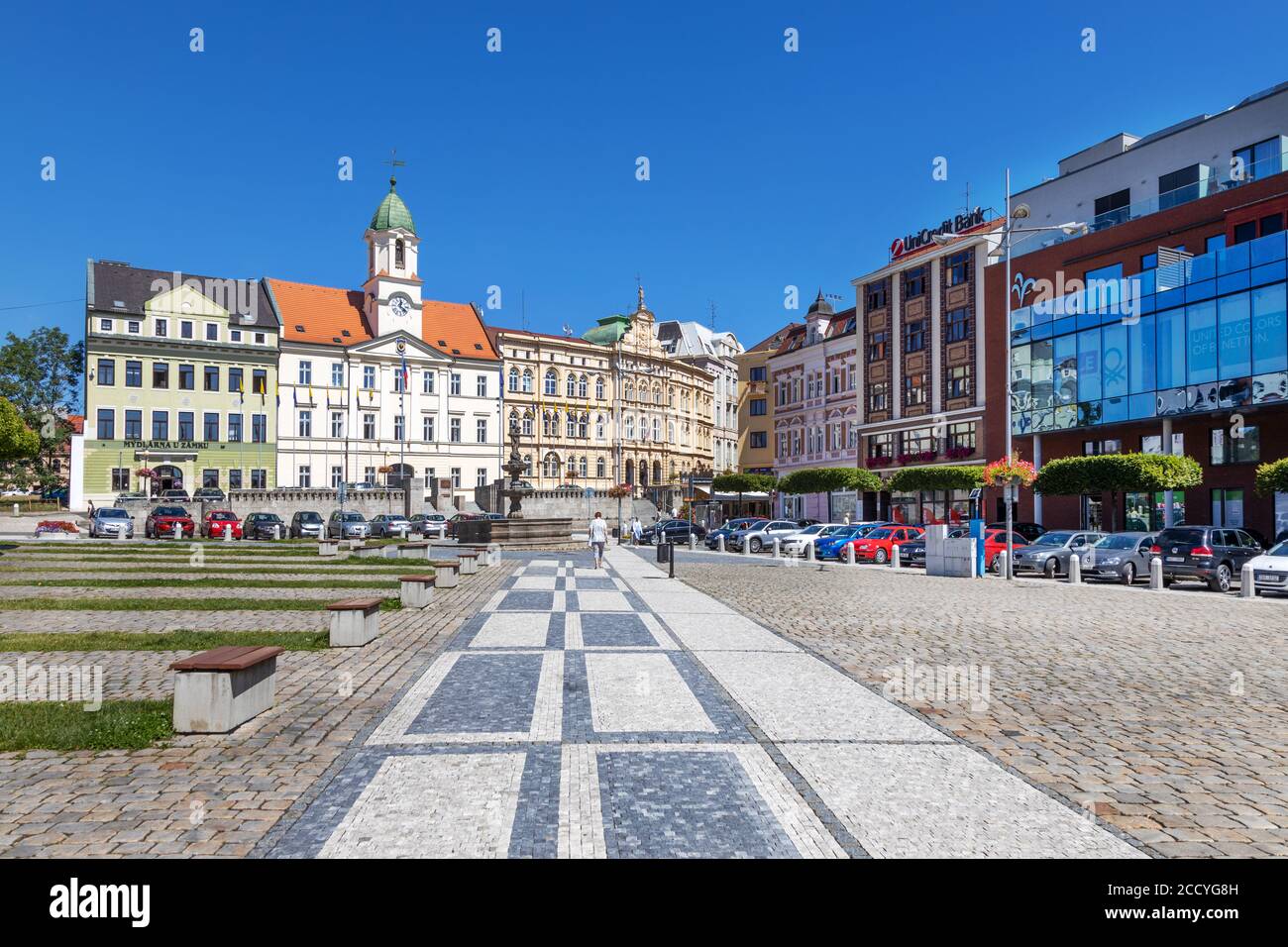 Radnice, Namesti Svobody, Teplice V Cechach, Ceska republika / Rathaus, Mirove-Platz, Teplice, Nordböhmen, Tschechische republik Stockfoto