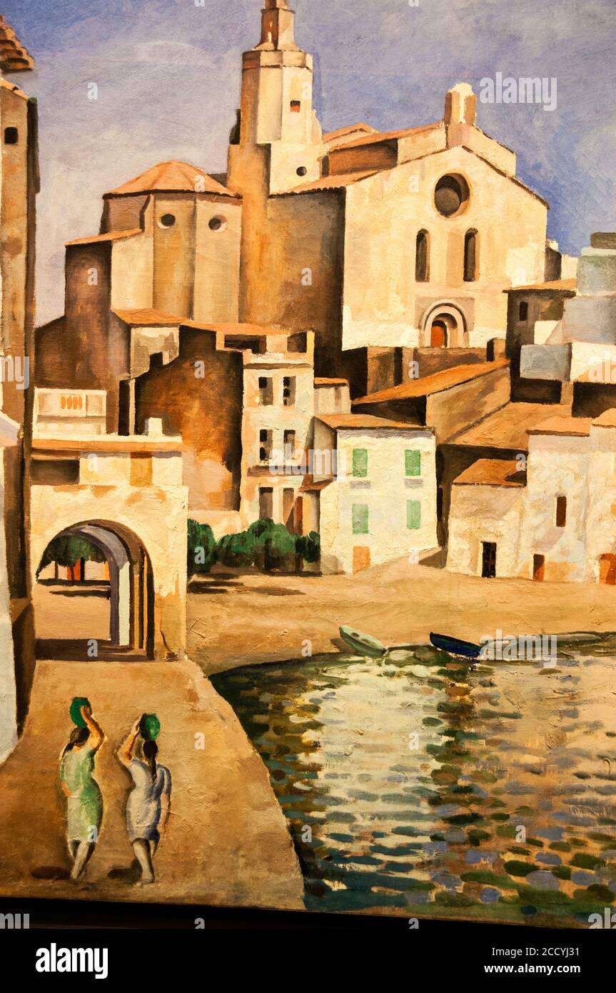 „Port Alguer“ ist Öl auf Leinwand von Salvador Dalí im Schatzsaal des Teatre-Museu Gala Salvador Dalí in Figueres, Spanien. Stockfoto