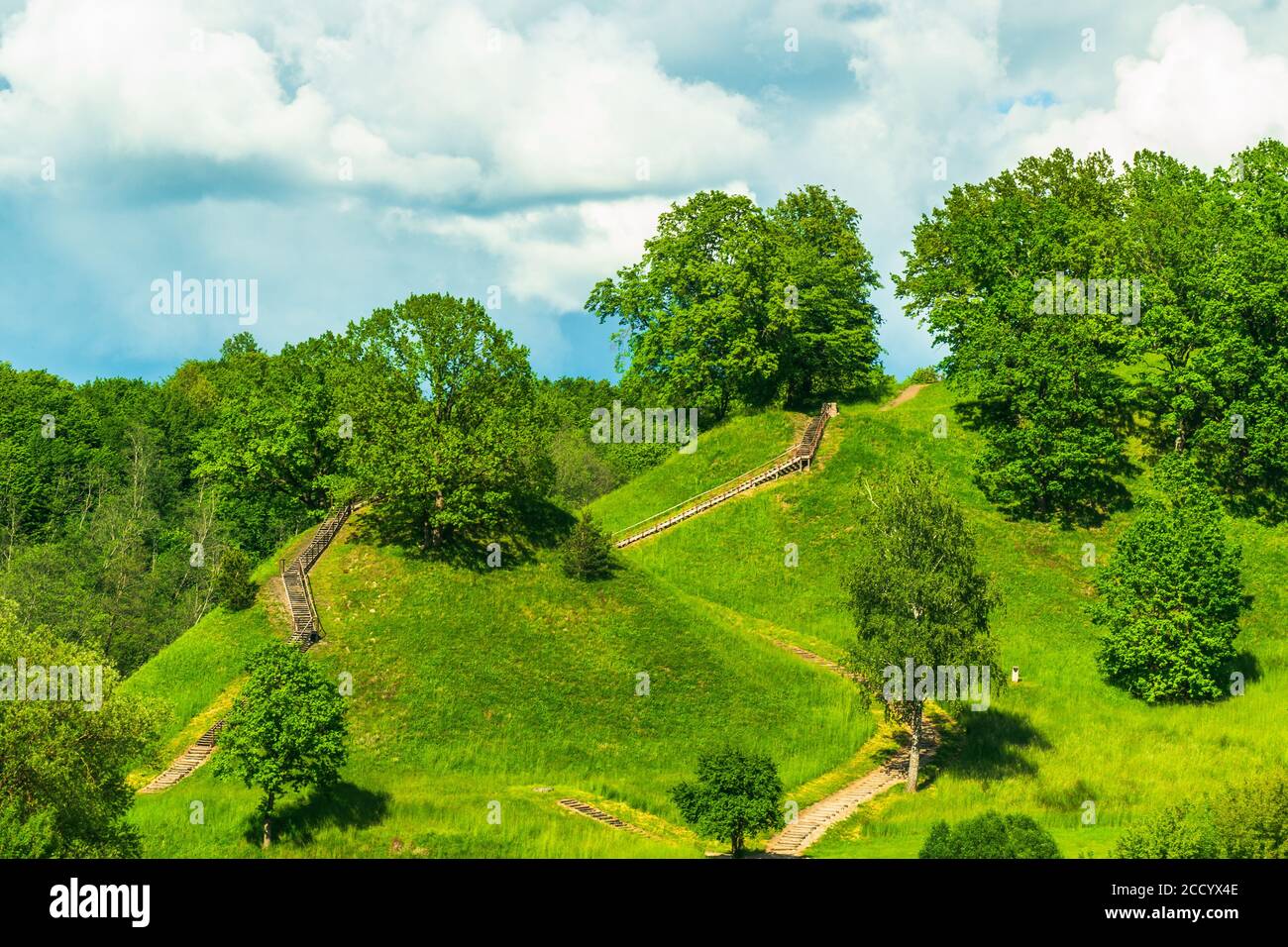 Alytus Castle Mound, Hill-Fort Wunderbare Panoramaaussicht Stockfoto