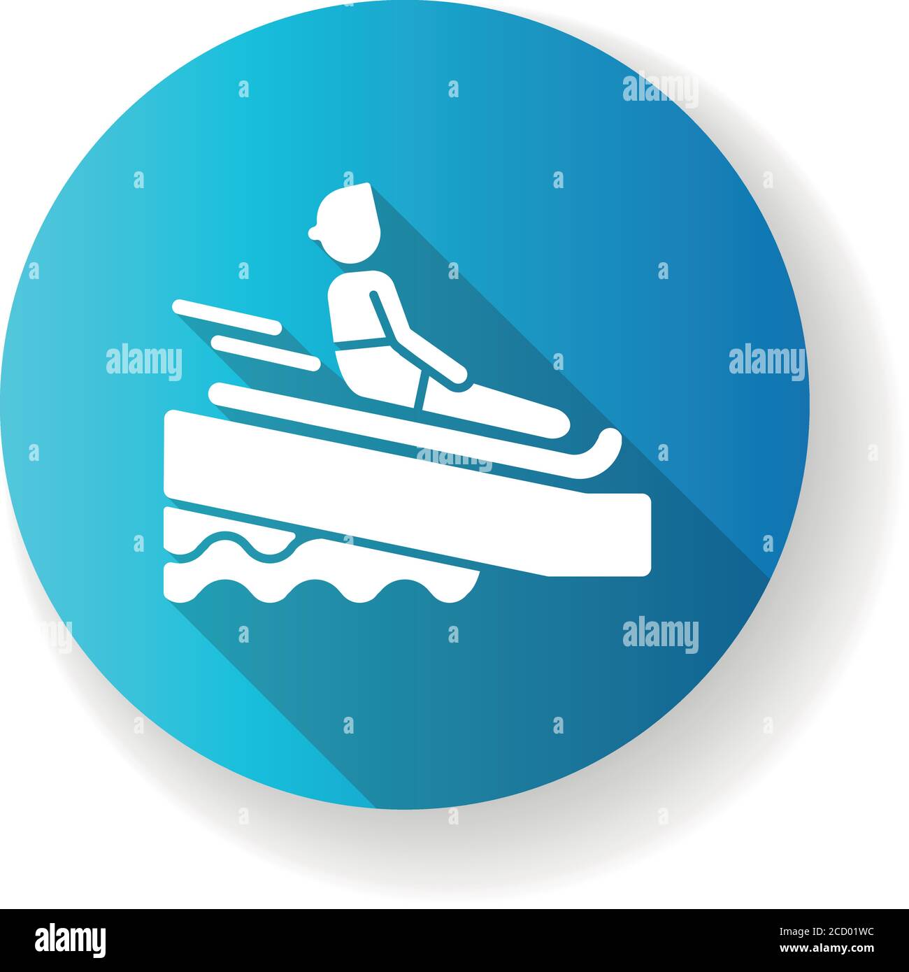 Schwimmmatte blau flach Design lange Schatten Glyphe Symbol Stock Vektor