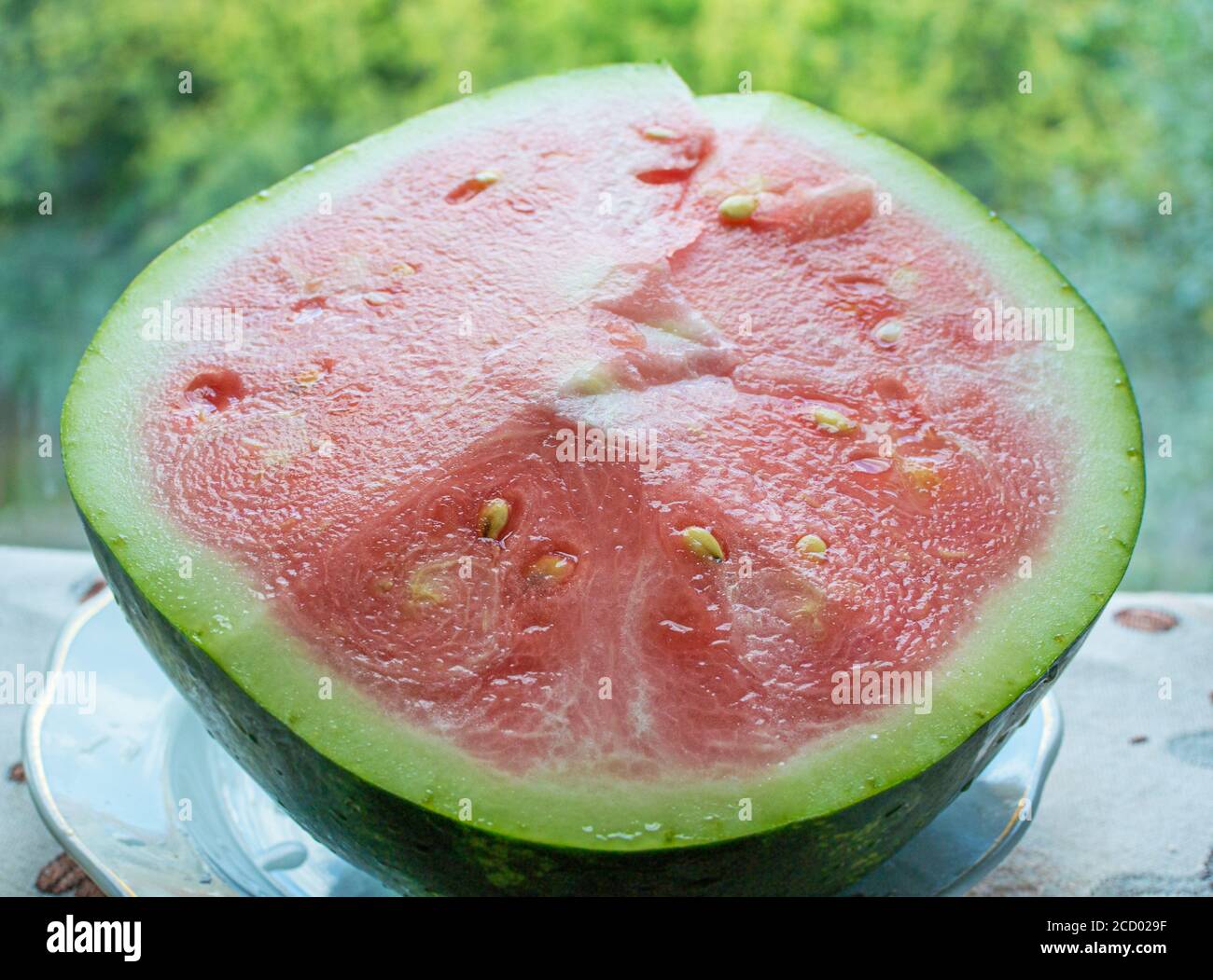 Die Hälfte der unreifen Wassermelone mit weißen Samen auf weißem  Hintergrund Stockfotografie - Alamy