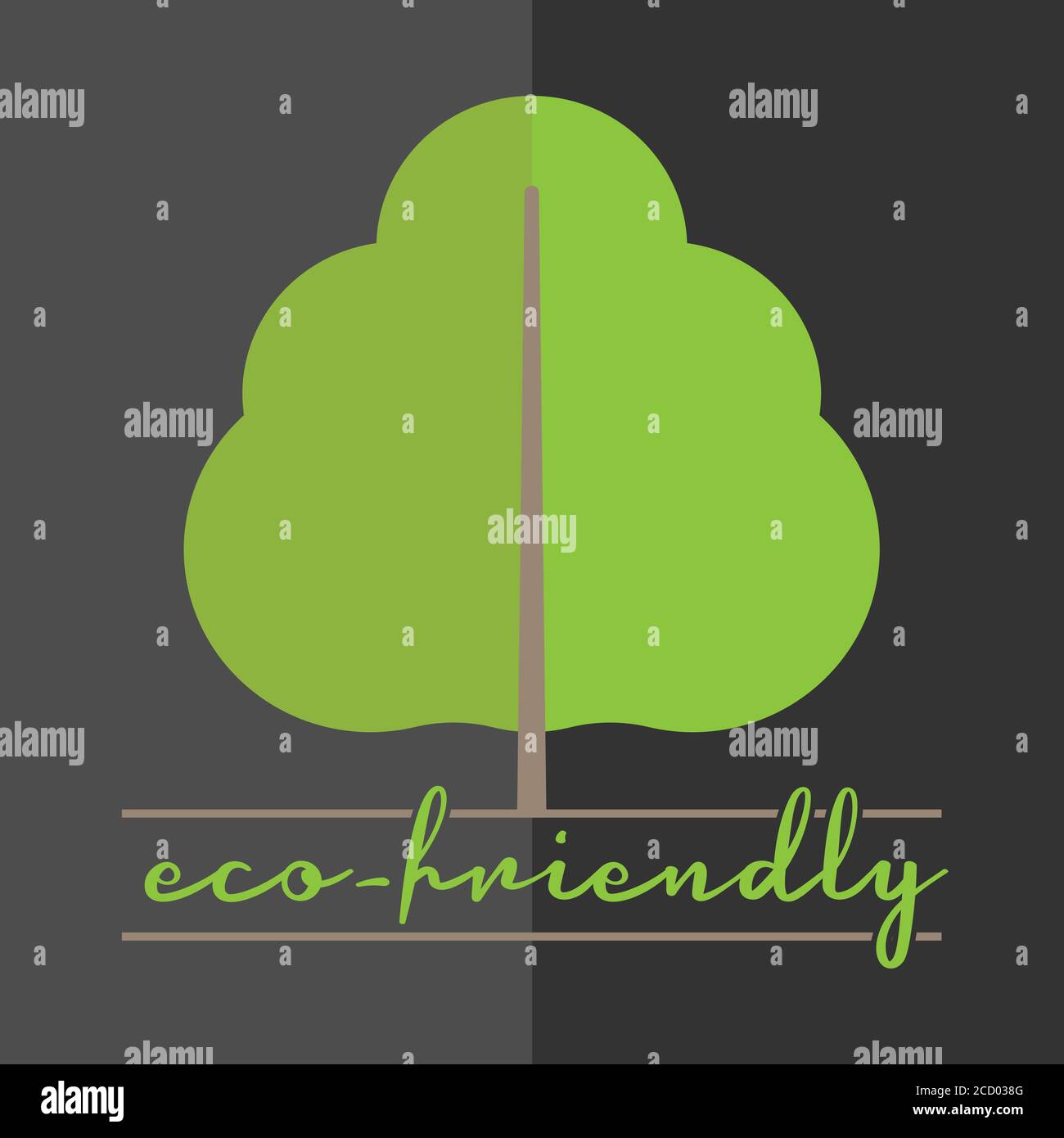 Umweltfreundliches Logo oder Etikett mit Baumsymbol und Text, Vektorgrafik Stock Vektor