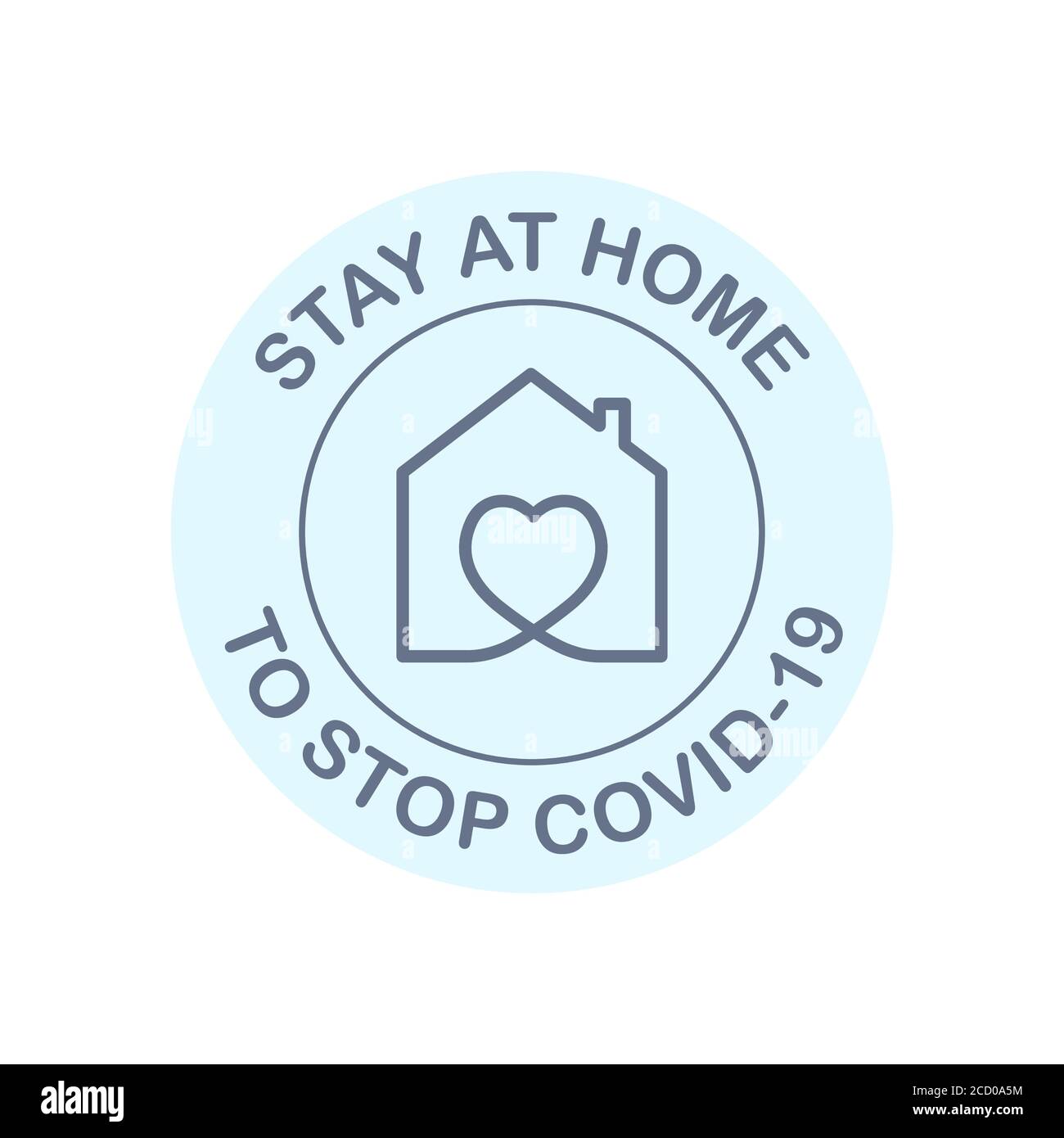 Bleiben Sie zu Hause, um Coronavirus zu stoppen. Rundes Symbol, um Covid-19 zu verhindern. Stock Vektor