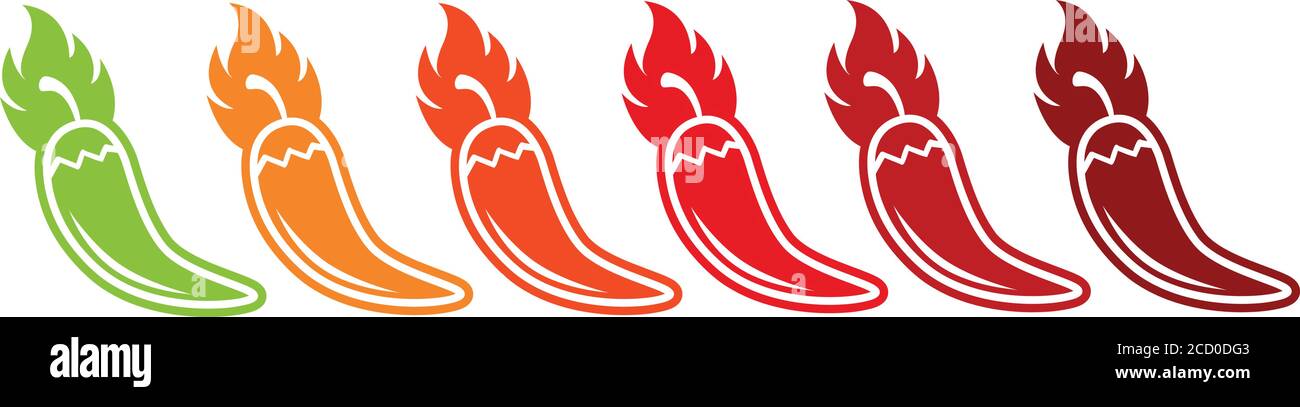 Chili Paprika Schärfe Skala. Eps10-Vektor. Stock Vektor