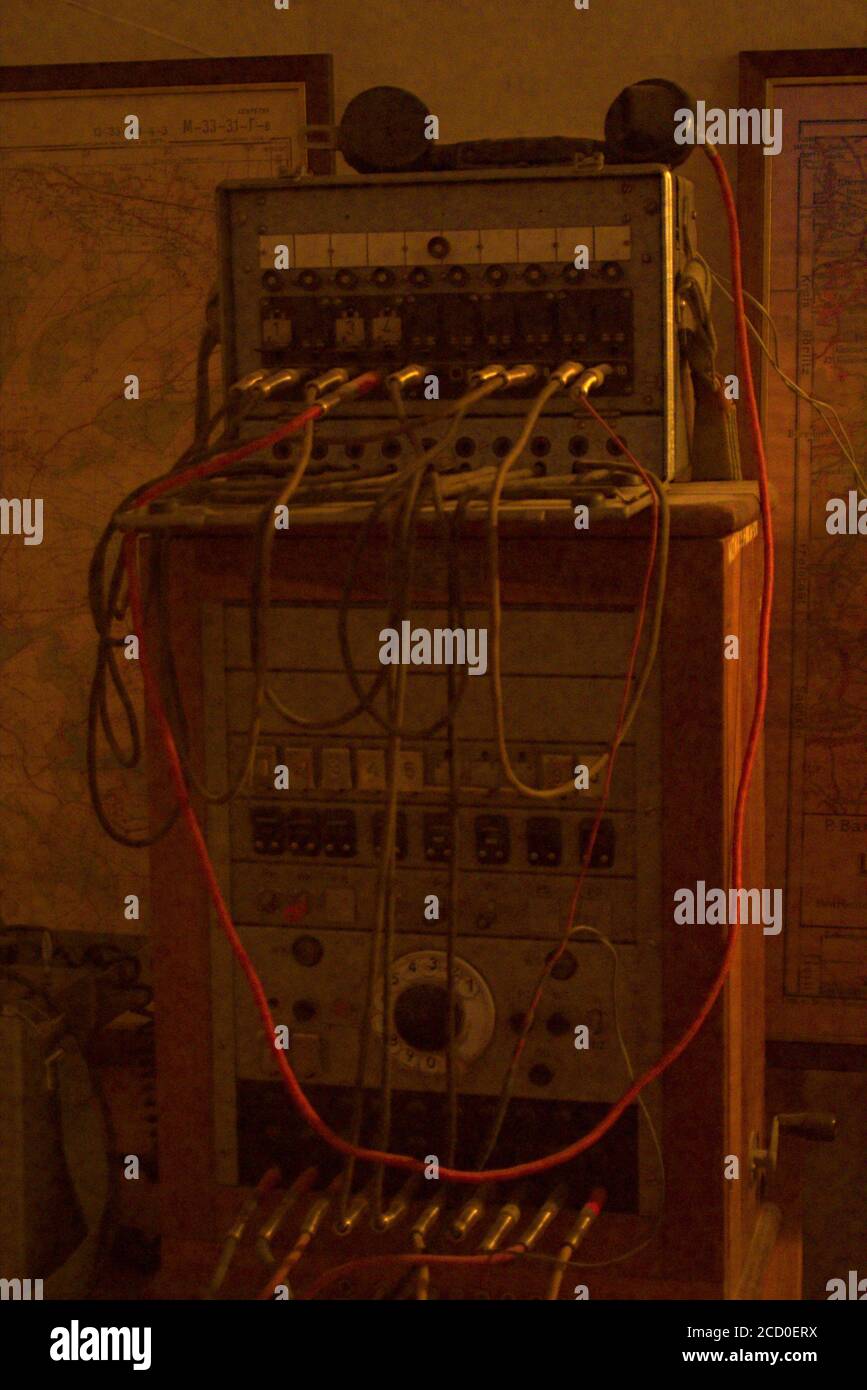 Kommunikationsgeräte, die von verschiedenen militärischen Kräften während der zweiten verwendet werden Weltkrieg Stockfoto