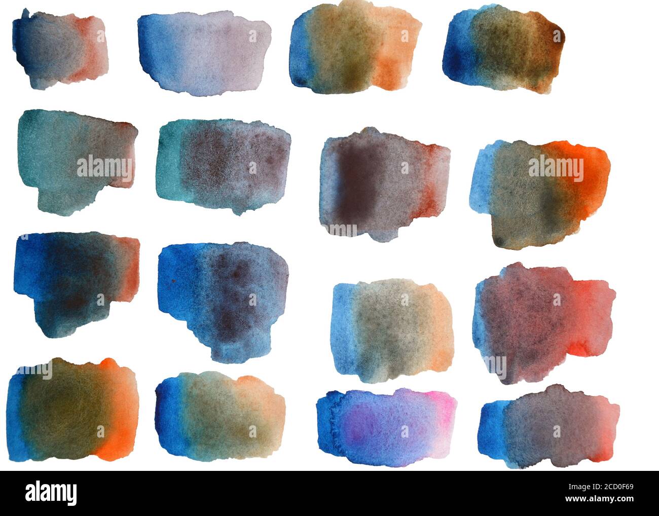 Blaue und rote Aquarellpunkte verläufe Mischungen Stockfoto