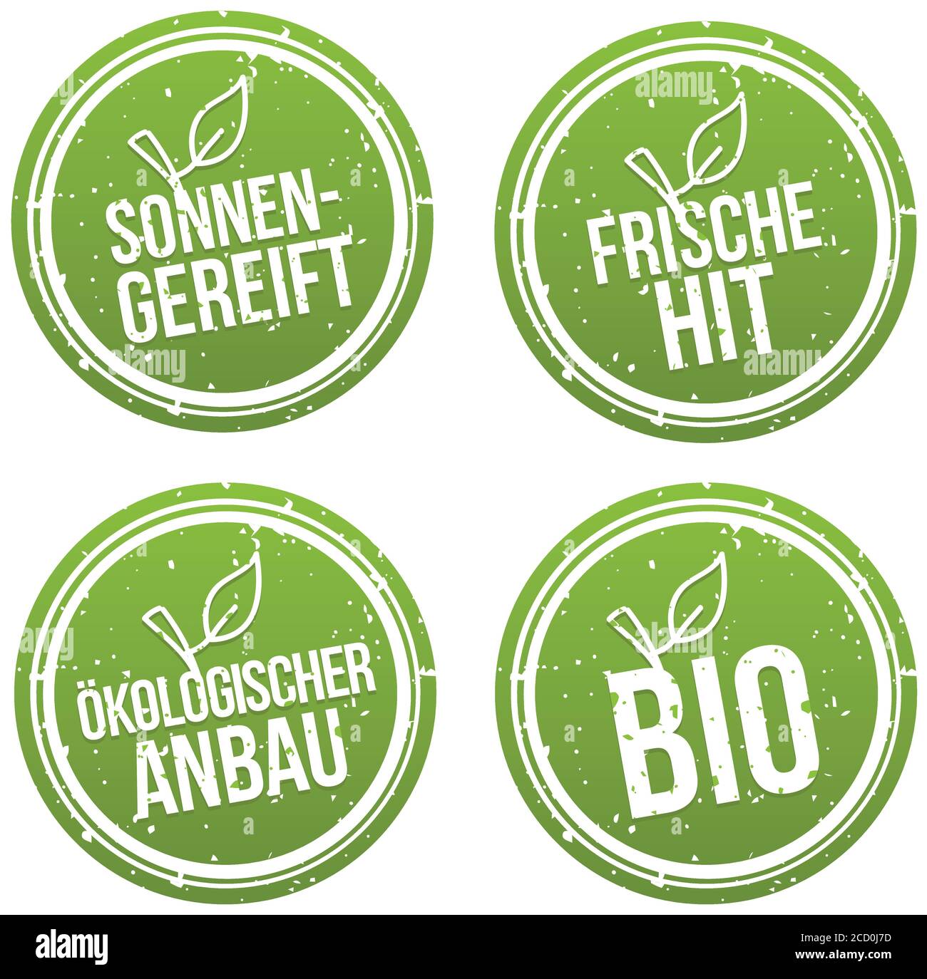 Sonnengereift, Frische Hit, Ökologischer Anbau und Bio Banner Set. Stock Vektor