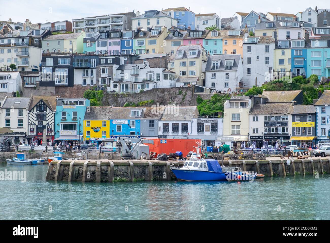 Blick auf den Hafen und Brixham, Devon, UK Stockfoto