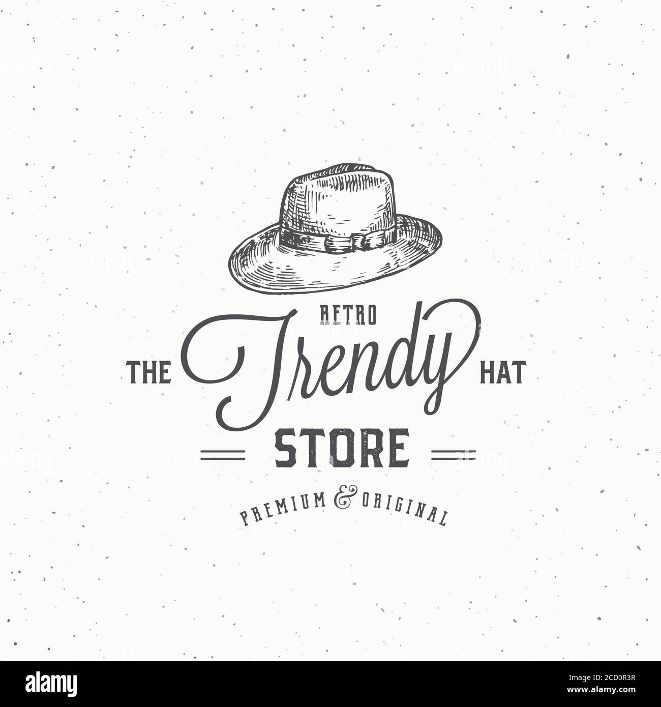 Retro Hat Store Abstrakte Vektor Zeichen Symbol Oder Logo Vorlage Italienische Hut Skizze Zeichnung Mit Retro Typografie Und Shabby Texturen Vintage Engraving Stock Vektorgrafik Alamy