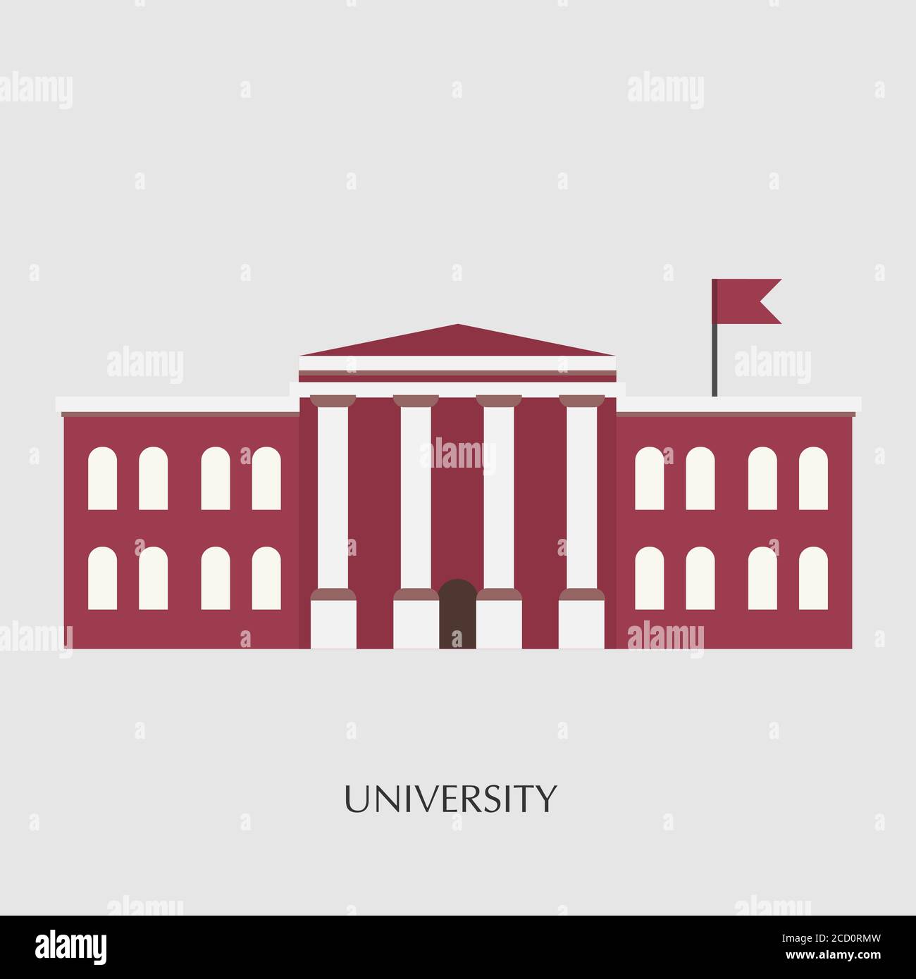 Illustration Des Universitätsgebäudes Auf Grauem Hintergrund, Quadrat, Vektor Stock Vektor