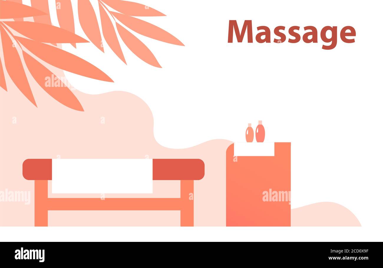 Banner mit einem gemütlichen Massagesalon. Stock Vektor