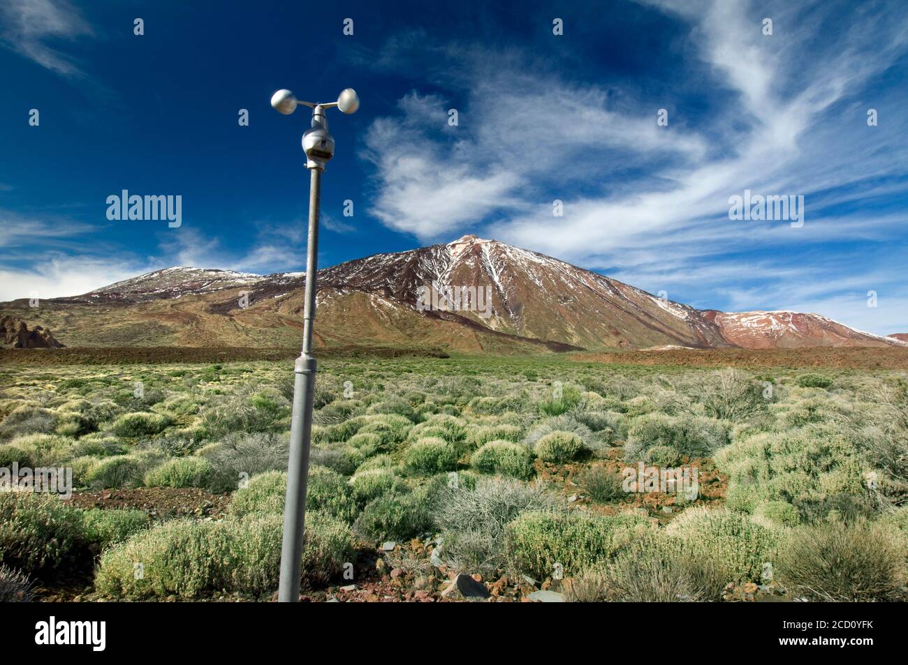 ANEMOMETER Klimawandel Globales Erwärmungs-Monitoring-Konzept mit Windsensor Anemometer genau kalibriert Wetterbedingungen im Teide Nationalpark, Teide, Teneriffa, Kanarische Inseln Spanien Stockfoto