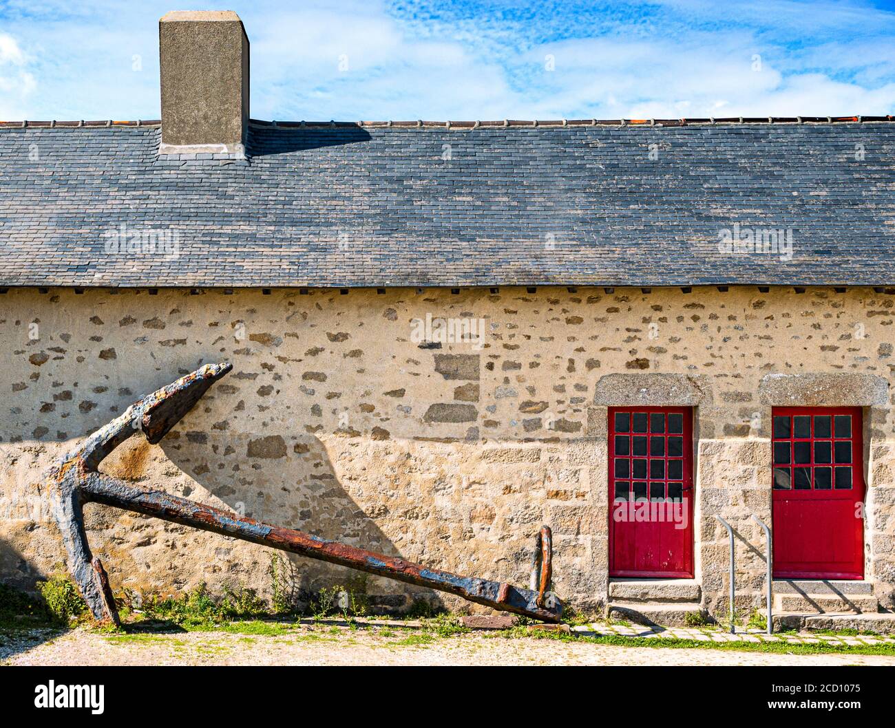 BRETAGNE FORT SCHIFFE ANKER Grand Eingang zu La Citadelle / Zitadelle eine historische sternförmige Festung an der Küste, erbaut 1591 in Port-Louis, Lorient, Bretagne Frankreich Stockfoto