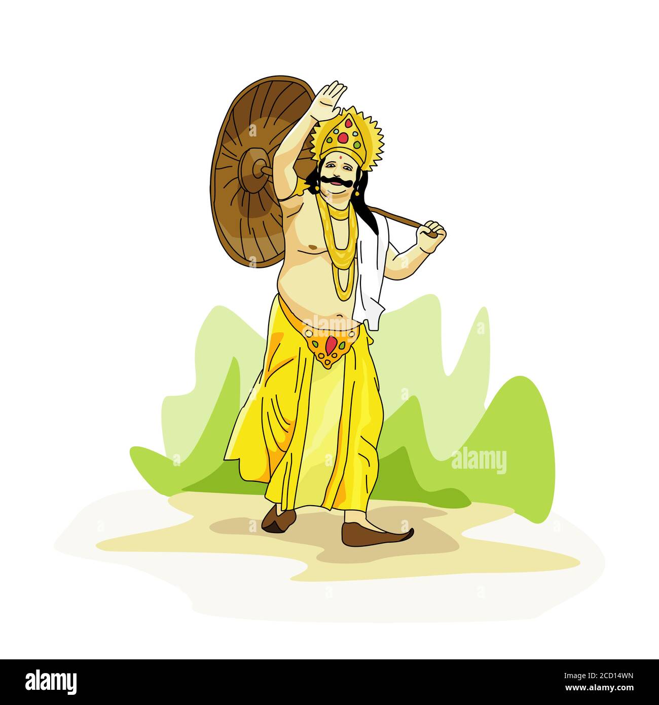 Kerala Onam Festival Mahabali auch bekannt Maveli Illustration Vektor Stock Vektor