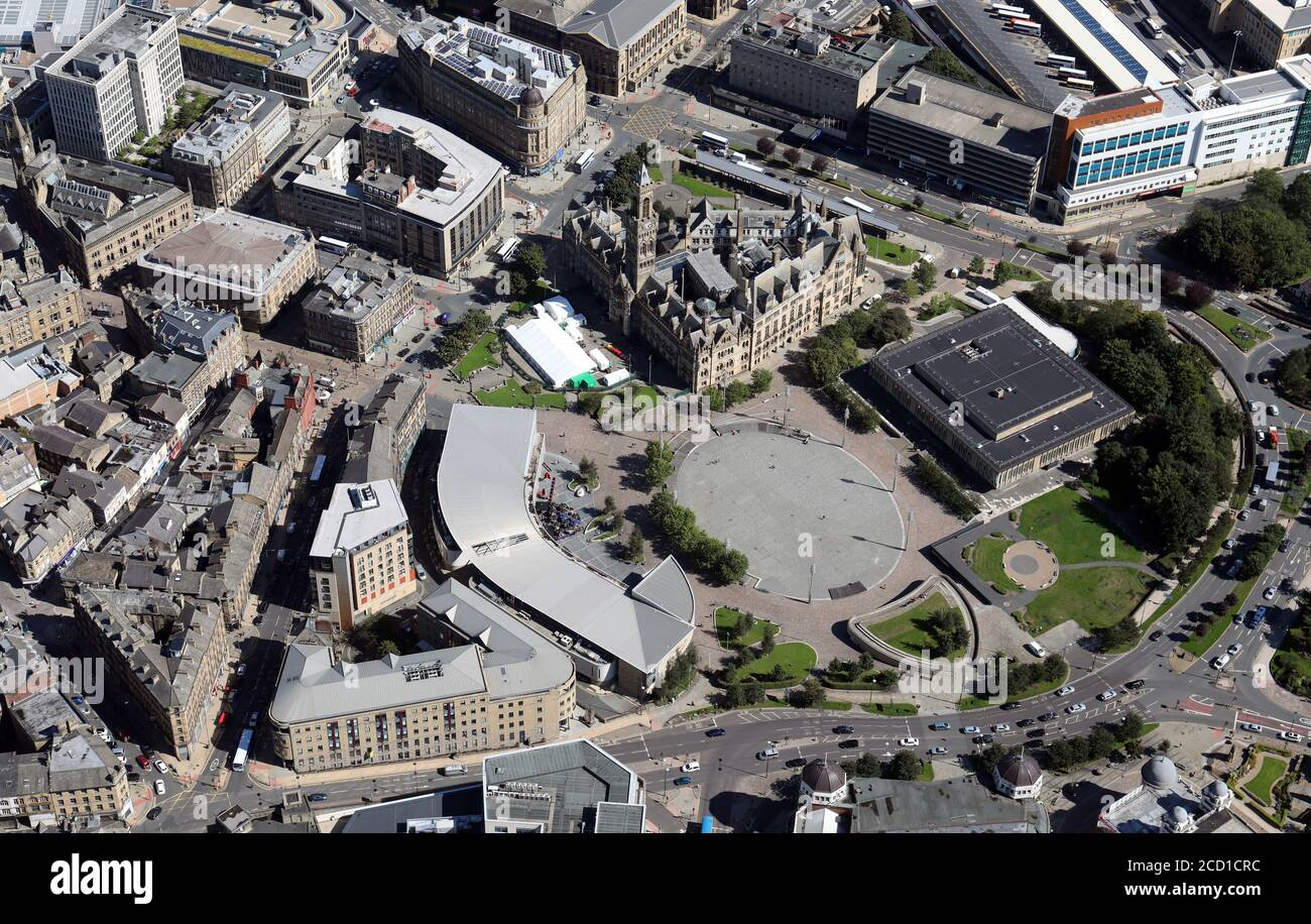 Luftaufnahme des Stadtzentrums von Bradford, West Yorkshire Stockfoto