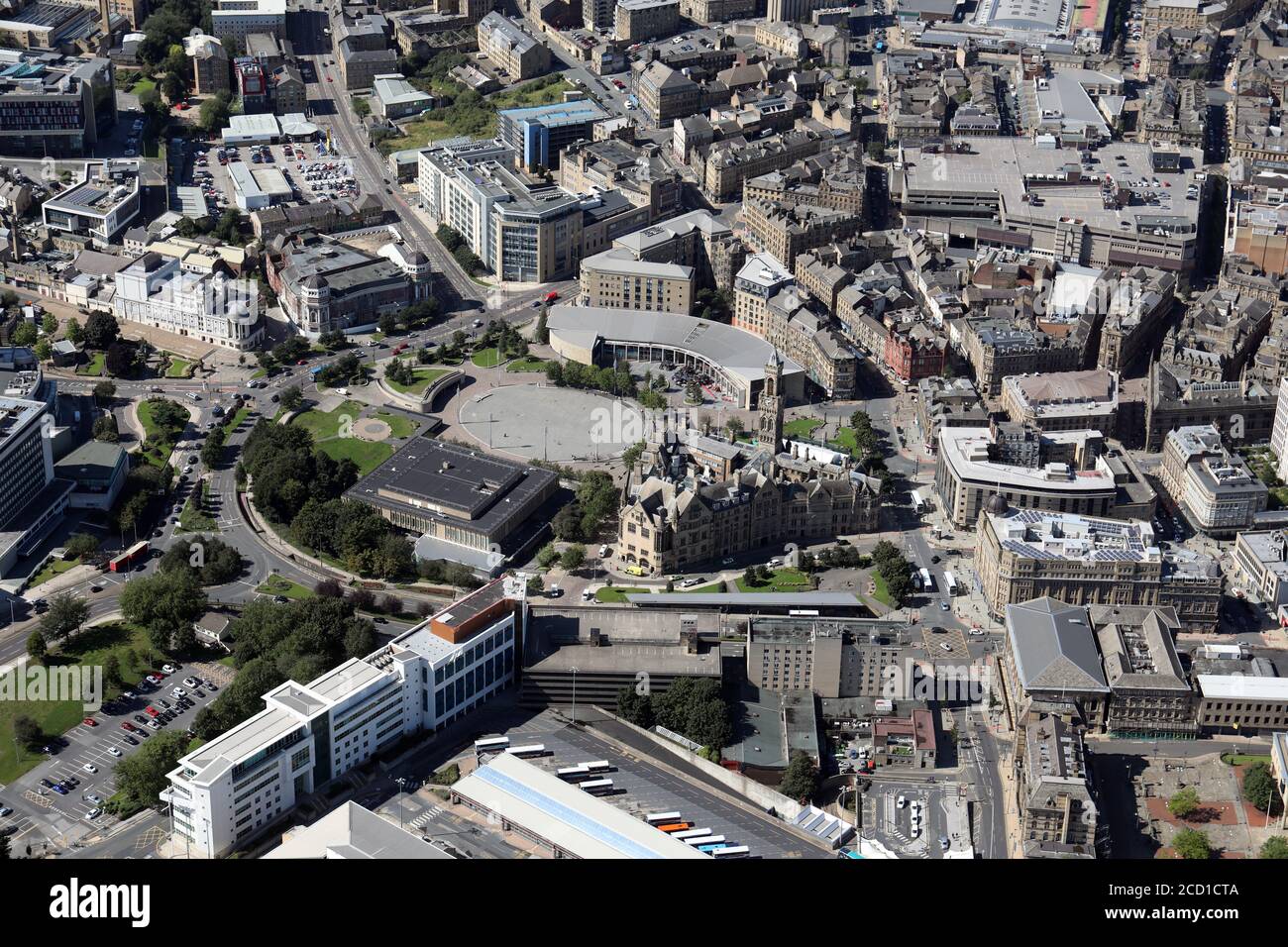 Luftaufnahme des Stadtzentrums von Bradford, West Yorkshire Stockfoto