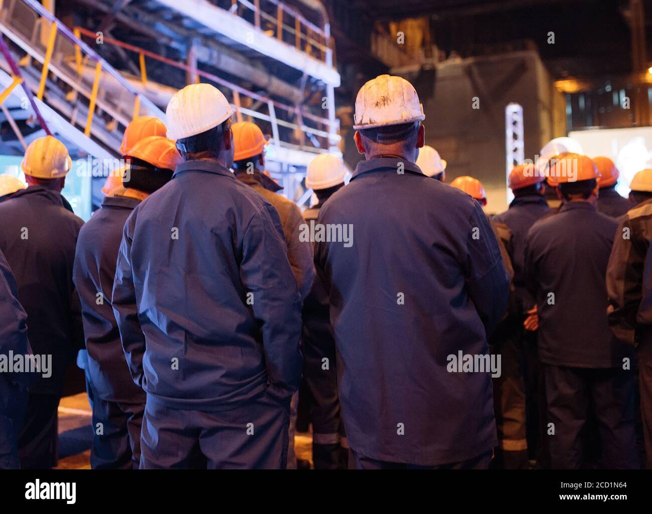 Streik der Arbeiter in einer Schwerindustrie. Stockfoto