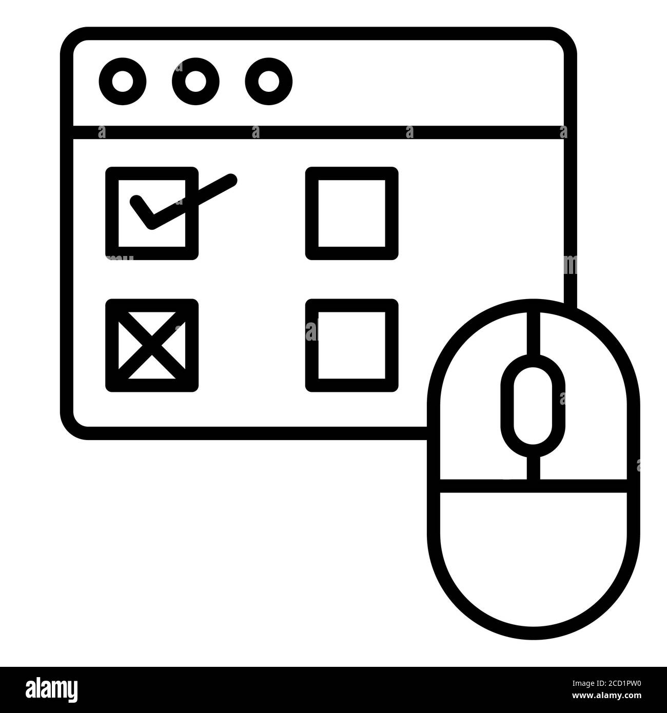 Online ExamOnline Education Line-Symbole Stockfoto