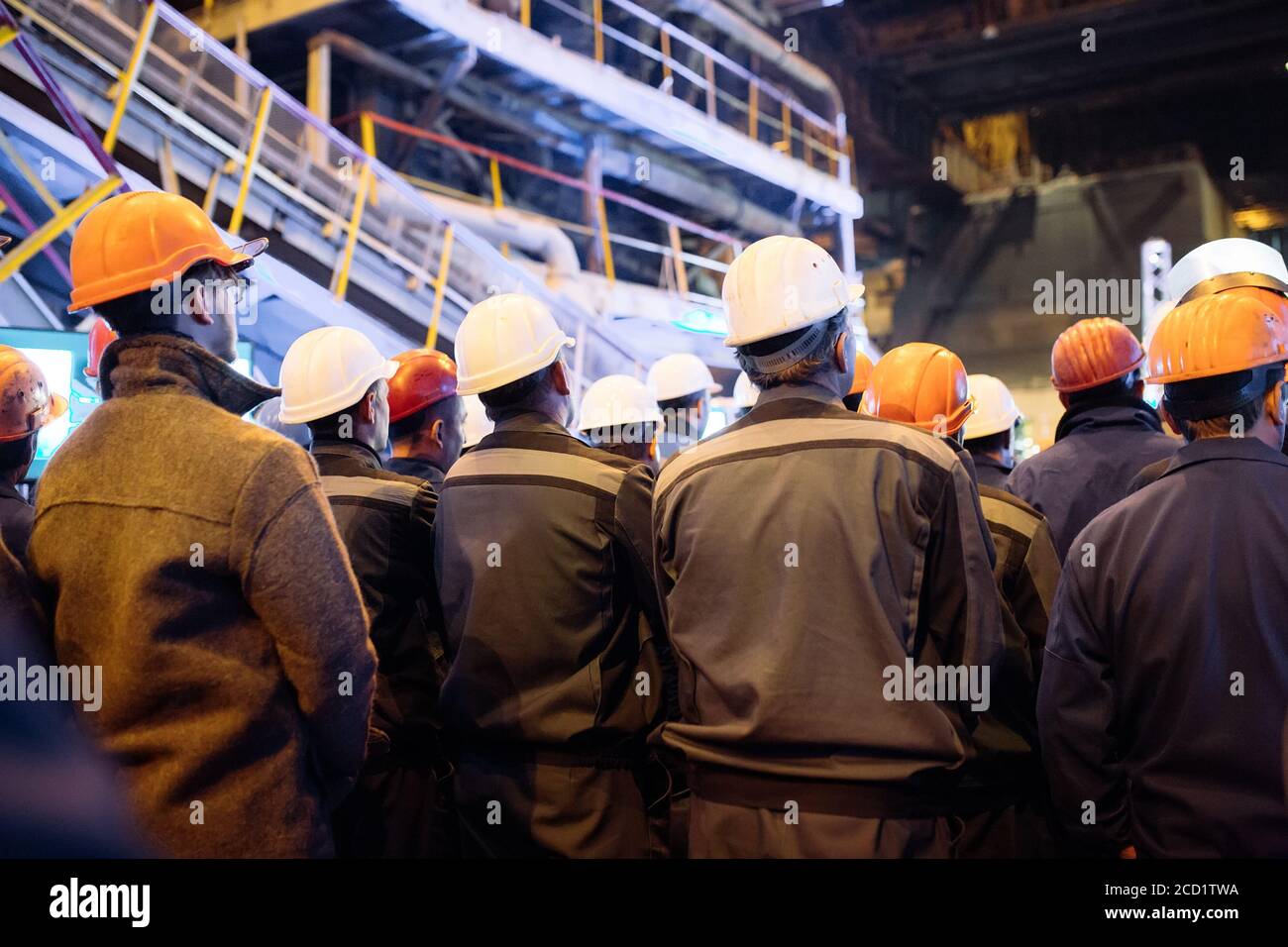 Streik der Arbeiter in einer Schwerindustrie. Stockfoto