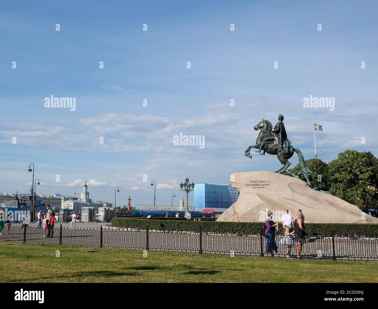 Skulptur Bronze Reiter auf dem Ufer der Newa, St.Petersburg, Russland Stockfoto