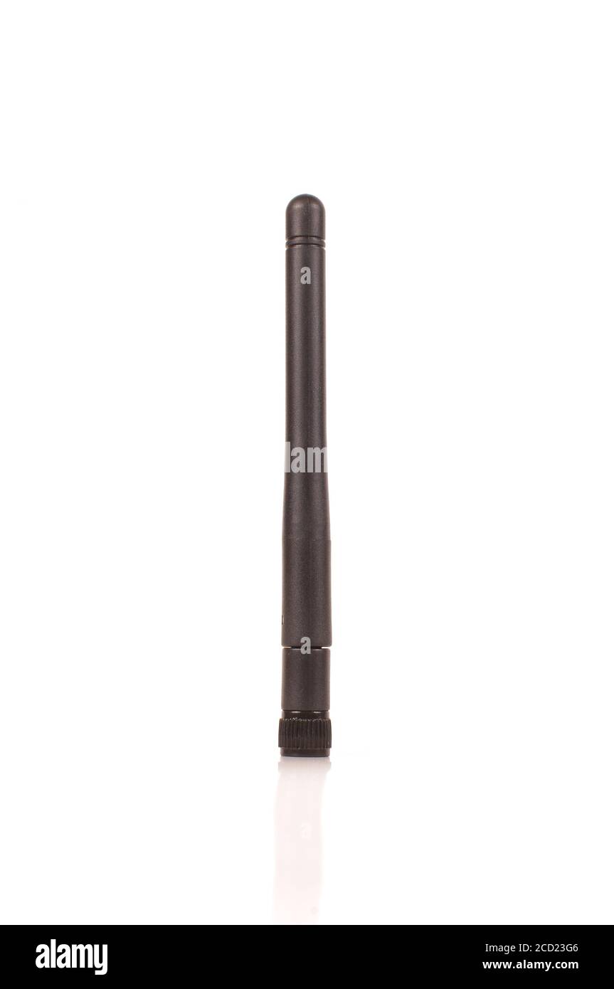 Monopole Radiofrequenz-Sendeantenne für Internet der Dinge IoT Und 5G-Technologie isoliert auf dem weißen Hintergrund Stockfoto