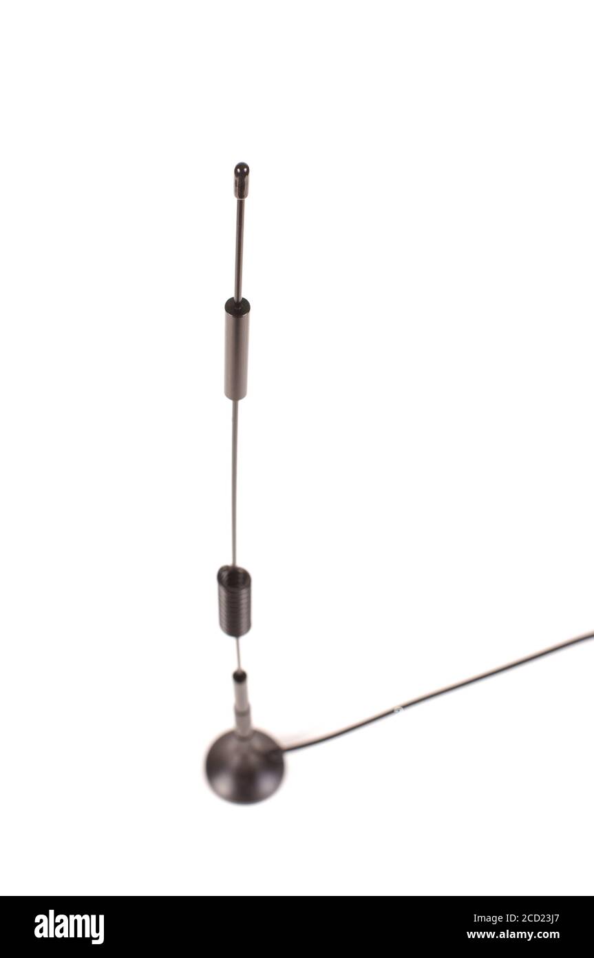 Monopole Radiofrequenz-Sendeantenne für Internet der Dinge IoT Und 5G-Technologie isoliert auf dem weißen Hintergrund Stockfoto