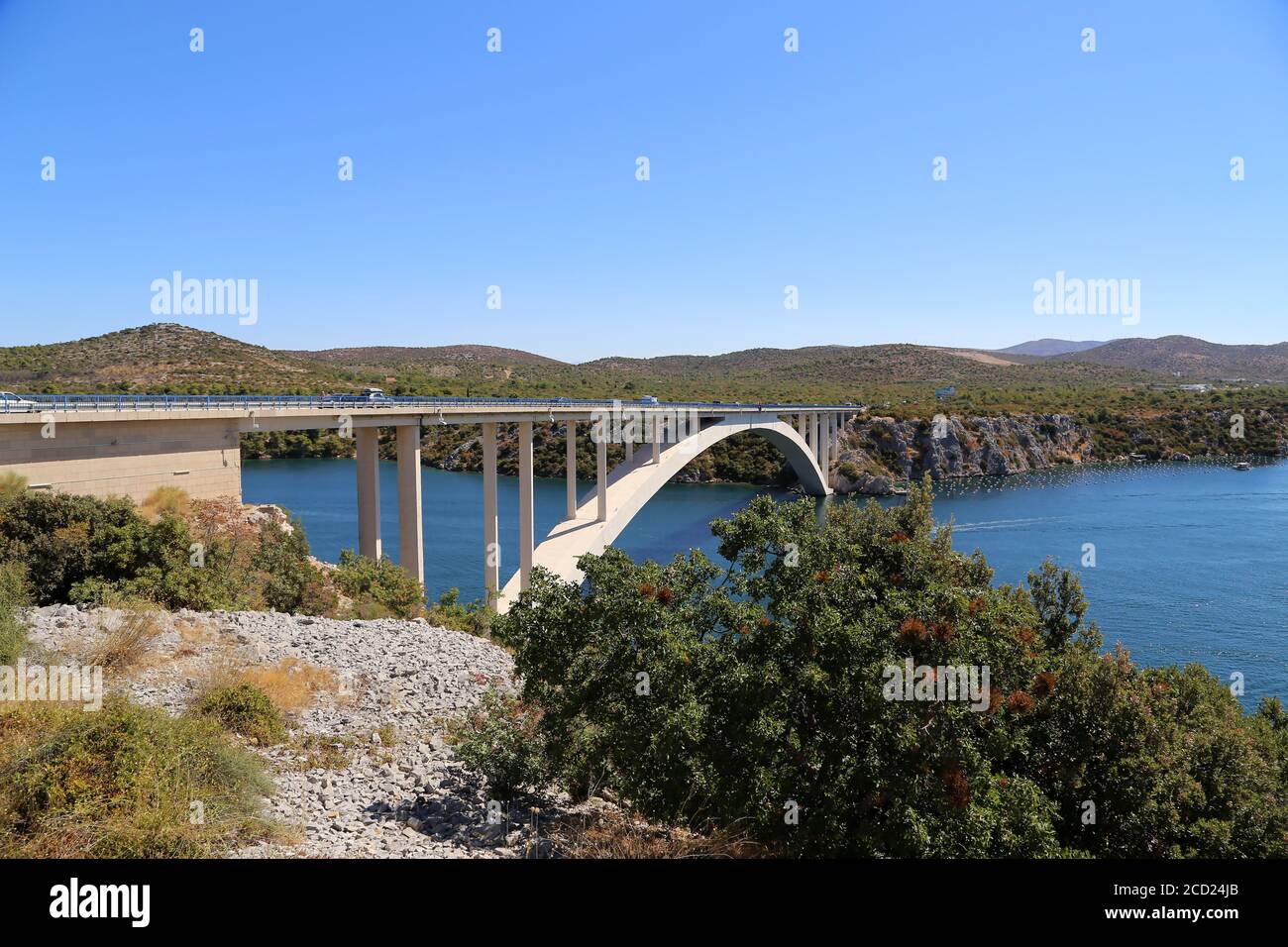 Faszinierende Aufnahme einer schönen Sibenik Brücke Bilice in Kroatien Stockfoto