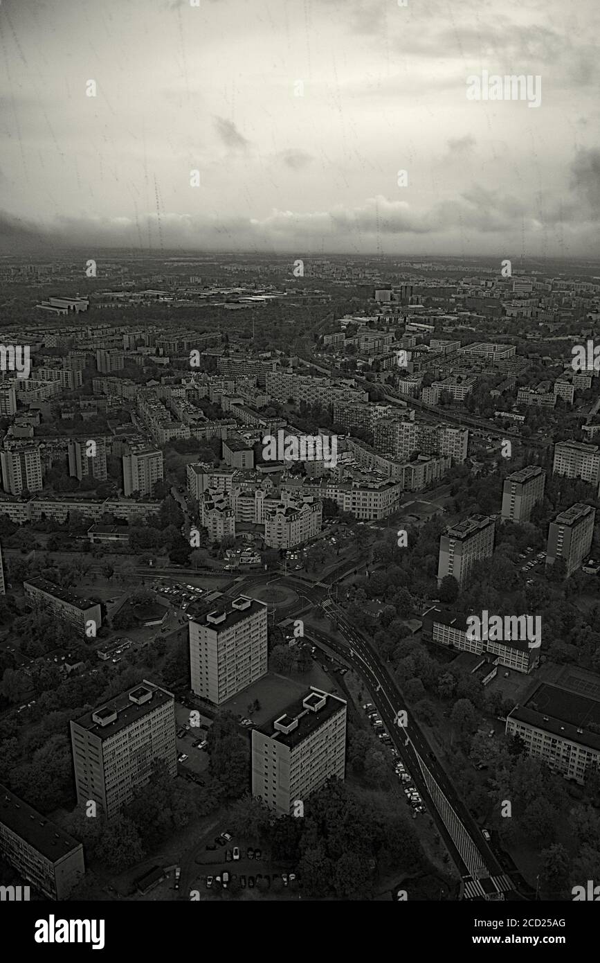Eine schwarz-weiße Stadtansicht von Breslau Stockfoto