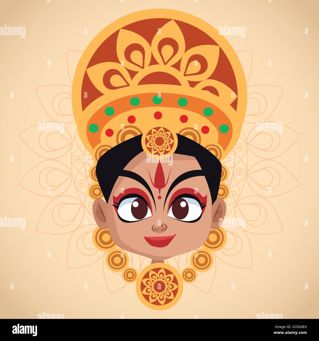 Happy navratri Feier Karte mit schönen Göttin Vektor Illustration Design Stock Vektor