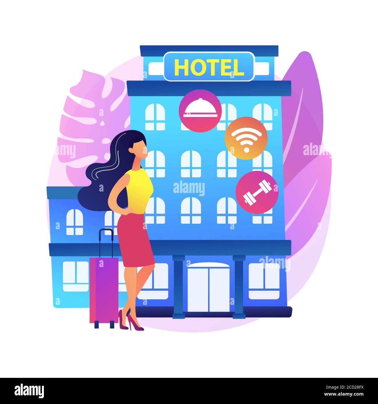 Abbildung des abstrakten Konzepts des Motelservice. Stock Vektor