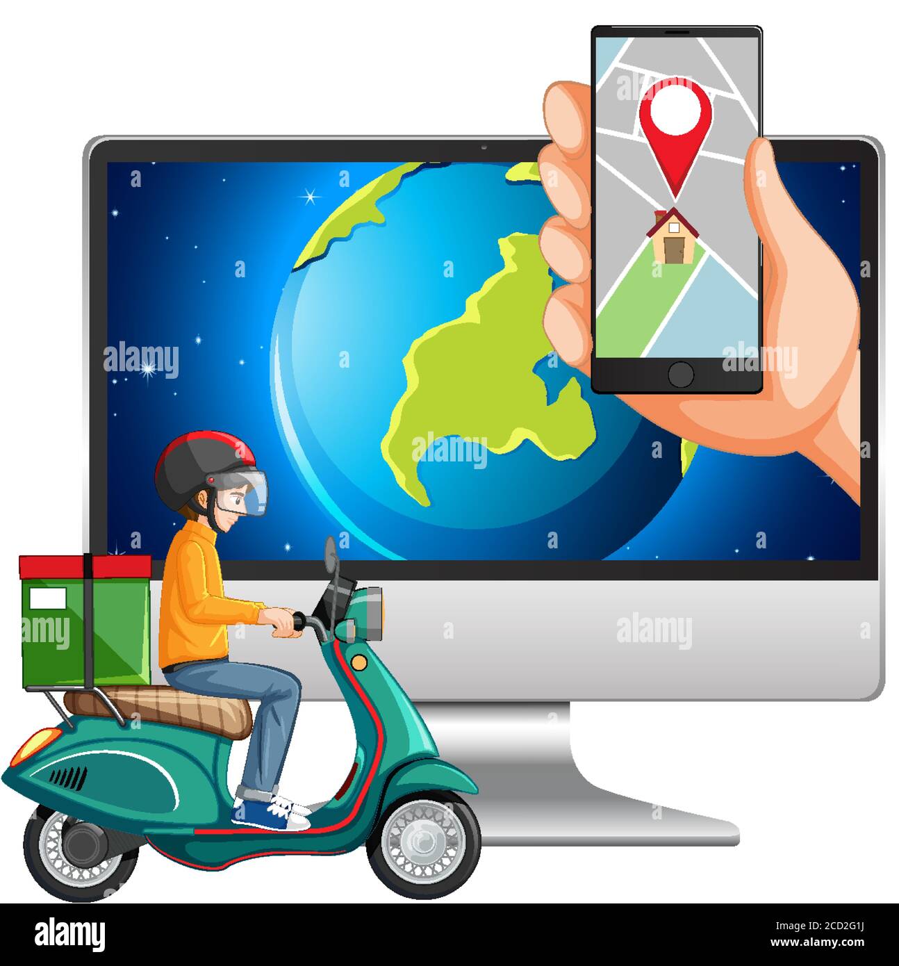 Karte und Position auf elektronischen Geräten Abbildung Stock Vektor