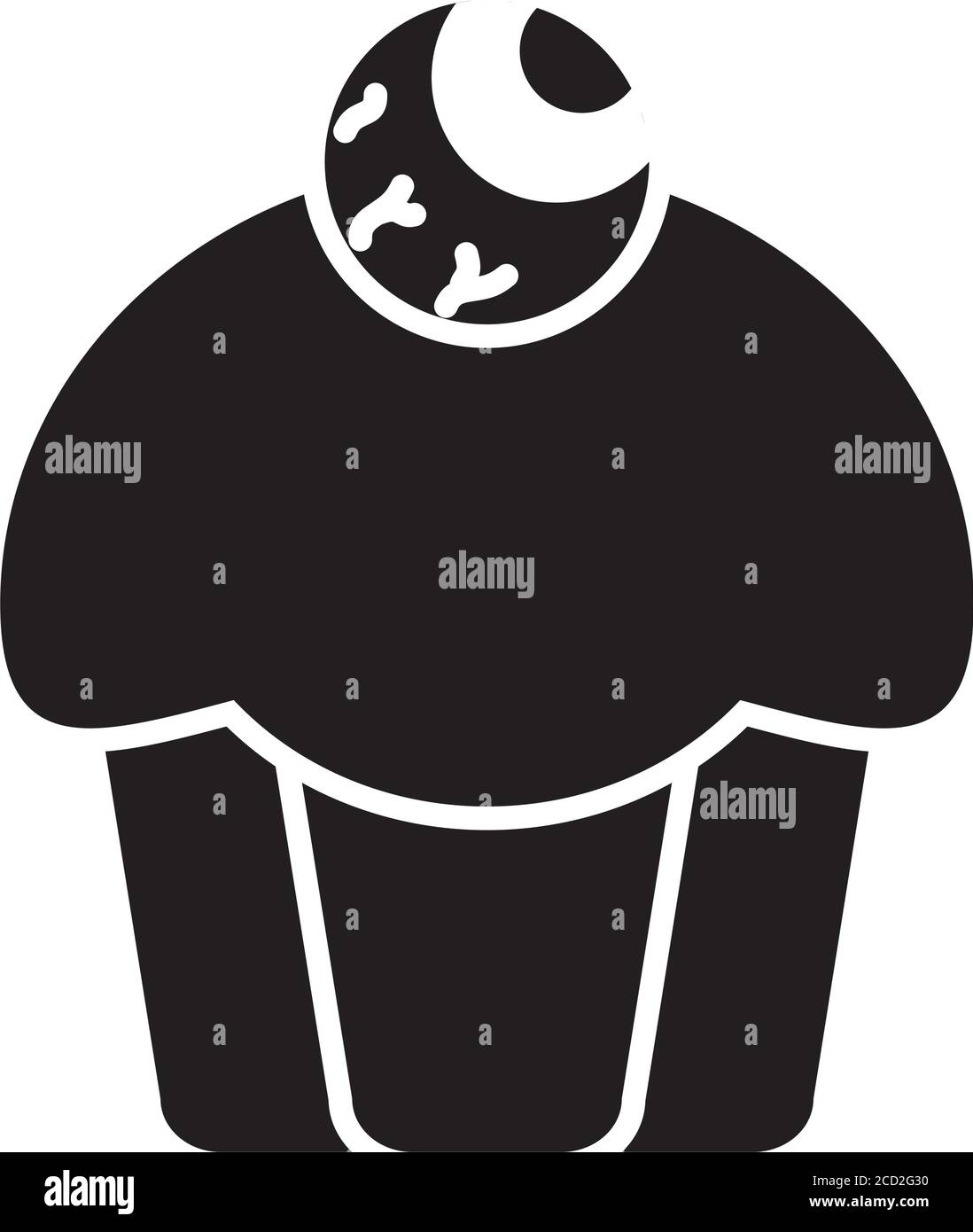 halloween Cupcakes mit dekorativen Zombie Auge icn über weißem Hintergrund, Silhouette Stil, Vektor-Illustration Stock Vektor