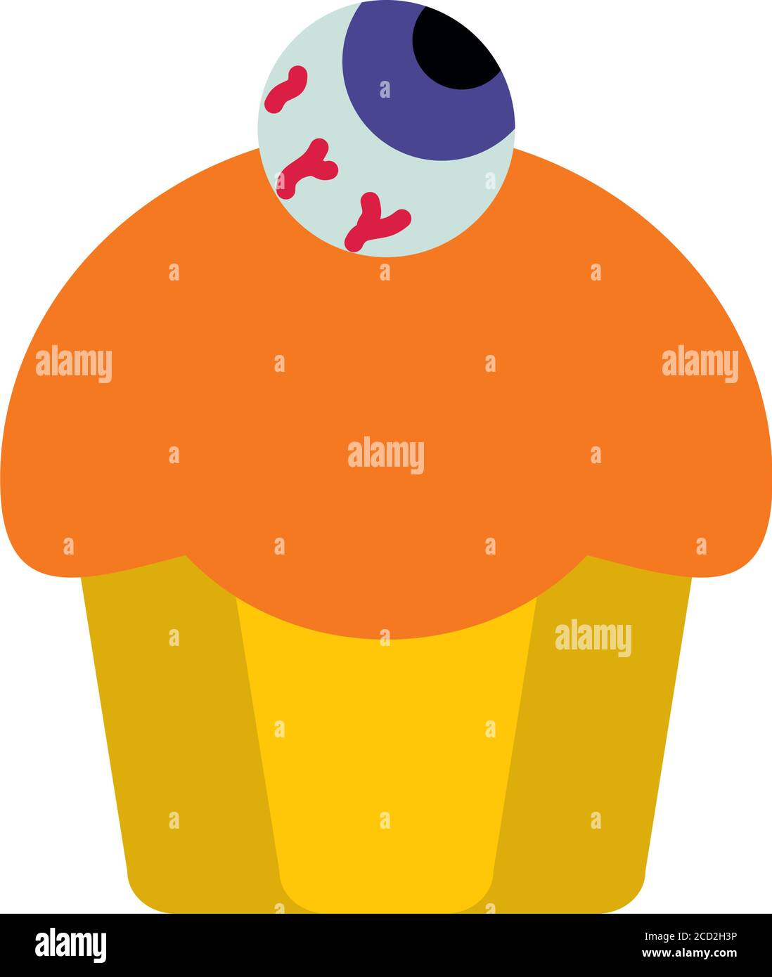 halloween Cupcakes mit dekorativen Zombie Auge icn über weißem Hintergrund, flachen Stil, Vektor-Illustration Stock Vektor