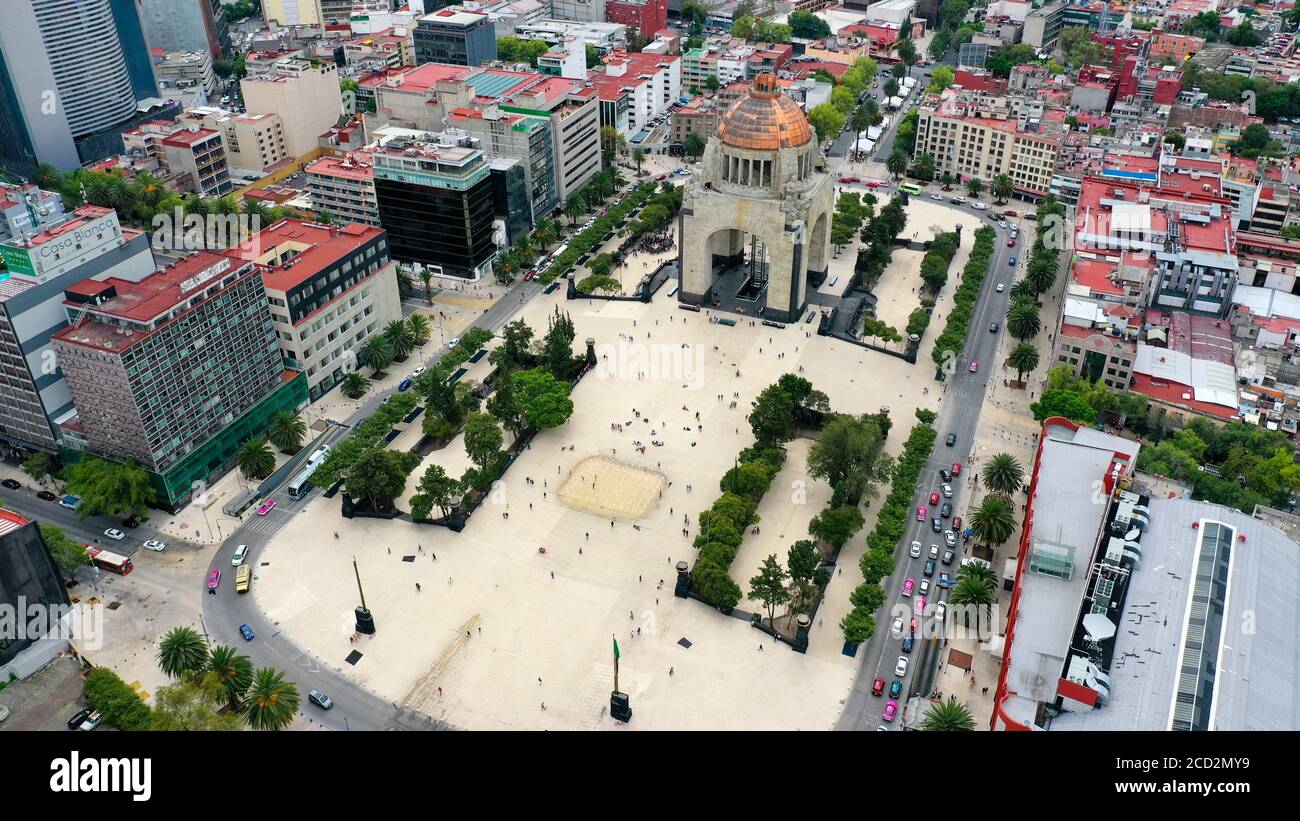 Luftaufnahme der plaza des Denkmals zum Revolution in Mexiko-Stadt Stockfoto