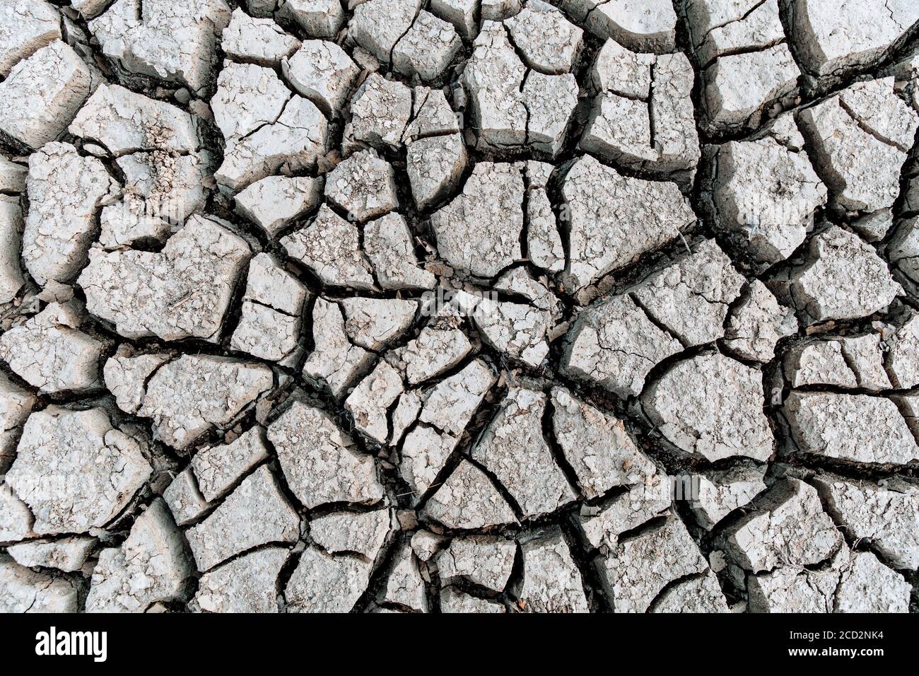Konzept der globalen Erwärmung . Trockene Risse im Land, schwere Wasserknappheit. Trockenheitskonzept. Stockfoto