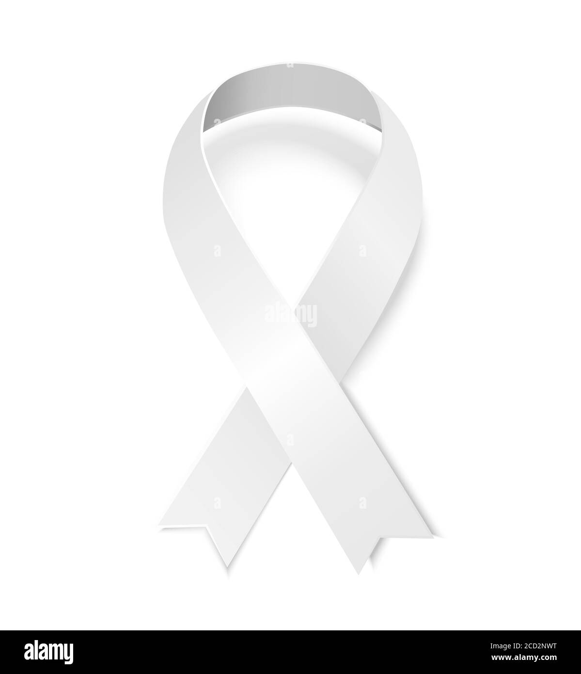 Weißabstrahlband. Vektor-Illustration von Band mit Schatten isoliert auf weißem Hintergrund. Symbol der Frau s Christian Temperance Union, Anti-vi Stock Vektor