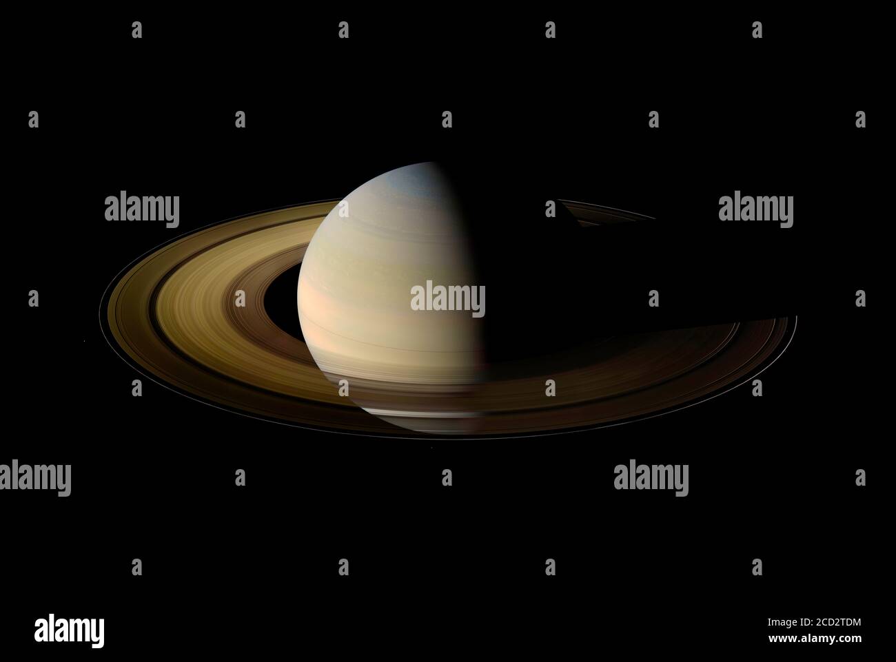 SATURN, SONNENSYSTEM - 12. August 2009 - die Cassini-Huygens-Mission hat viele spektakuläre Bilder des Planeten Saturn einschließlich dieser mosiac fr Stockfoto