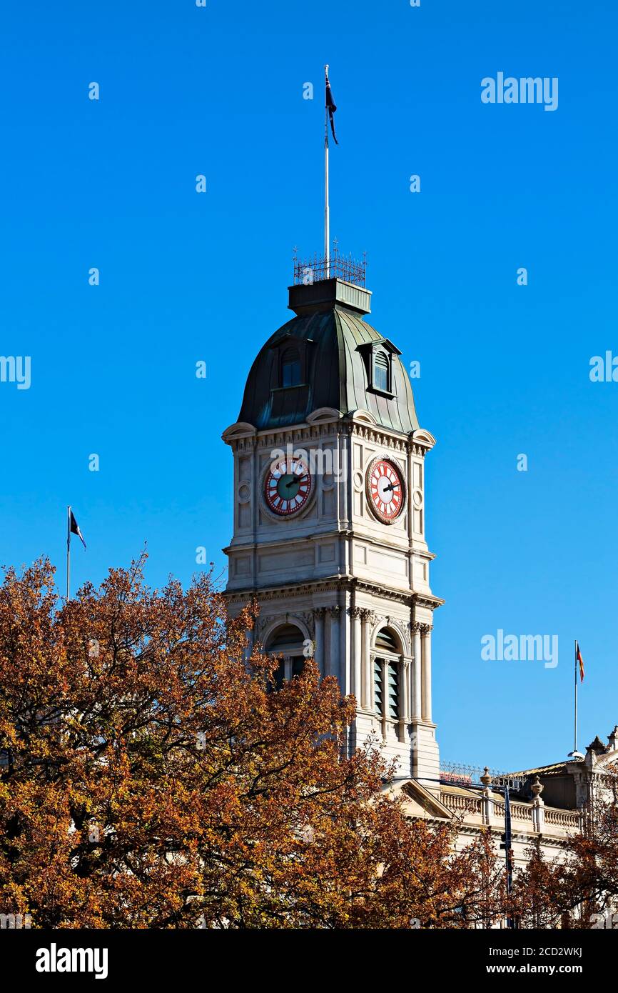 Ballarat Australien / Außenansicht des circa 1872 Ballarat Town Hall. Stockfoto